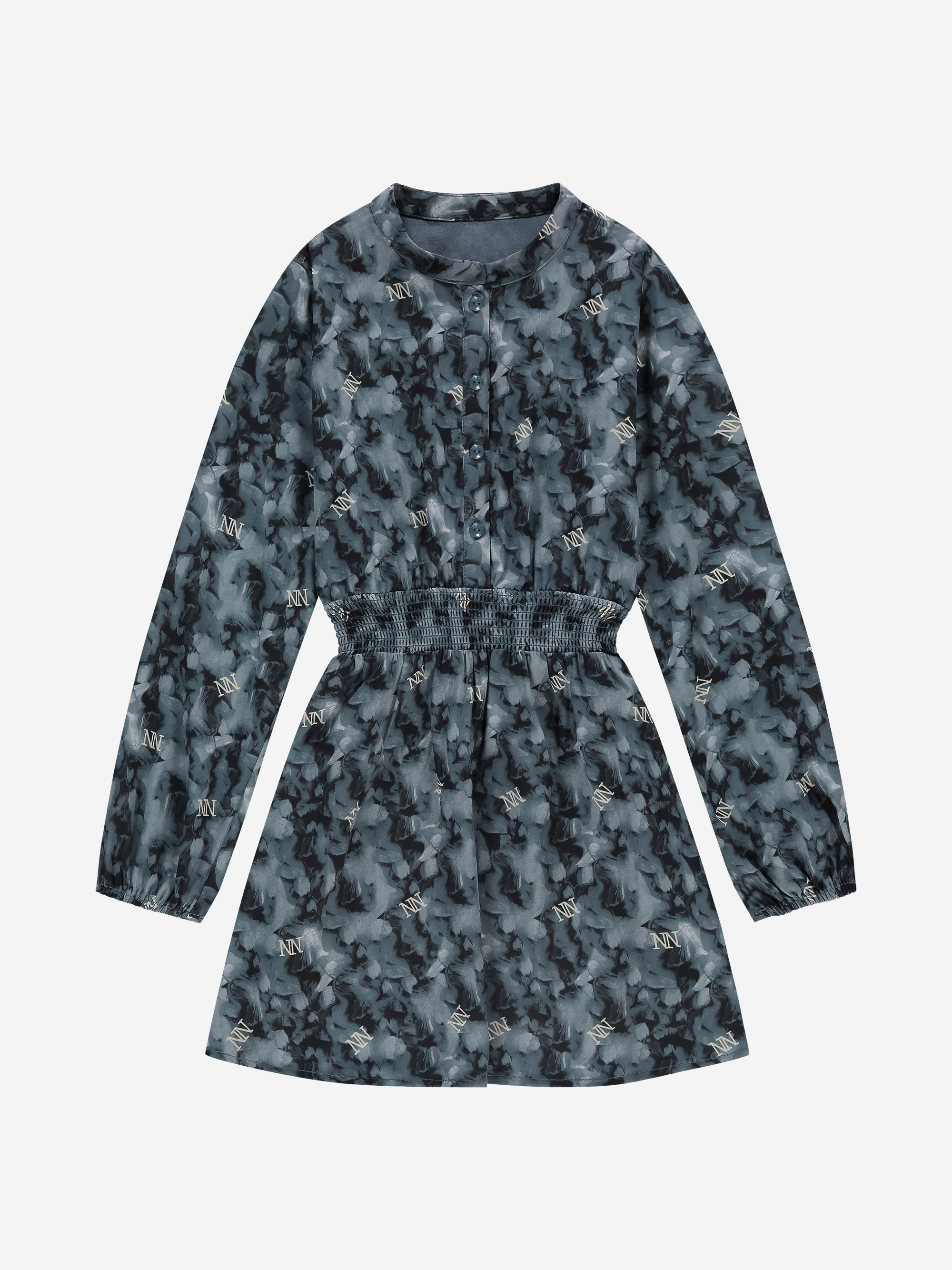 Korte jurk met bloemenprint en elastische tailleband