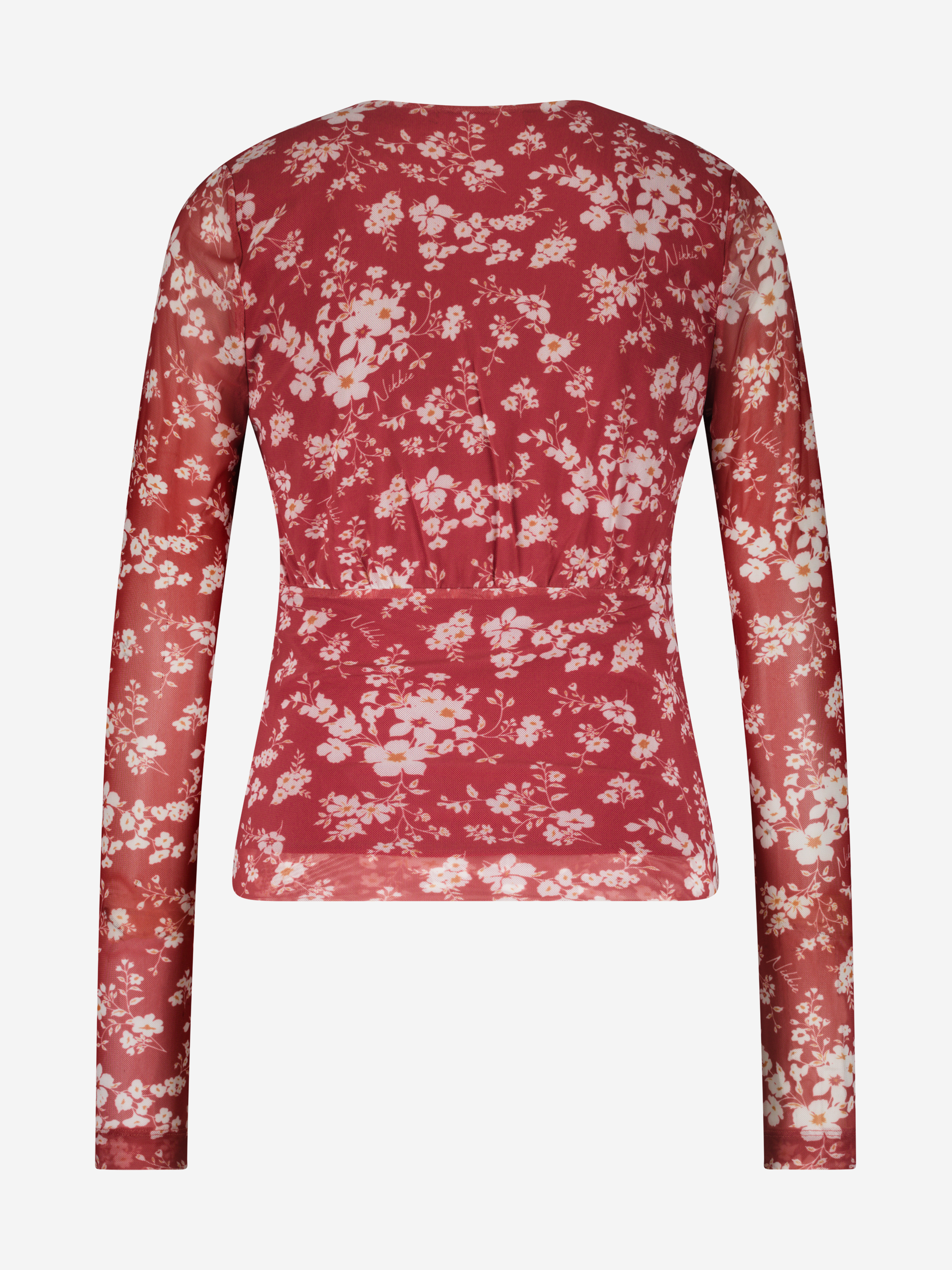 Aansluitende top met bloemenprint en trekkoord