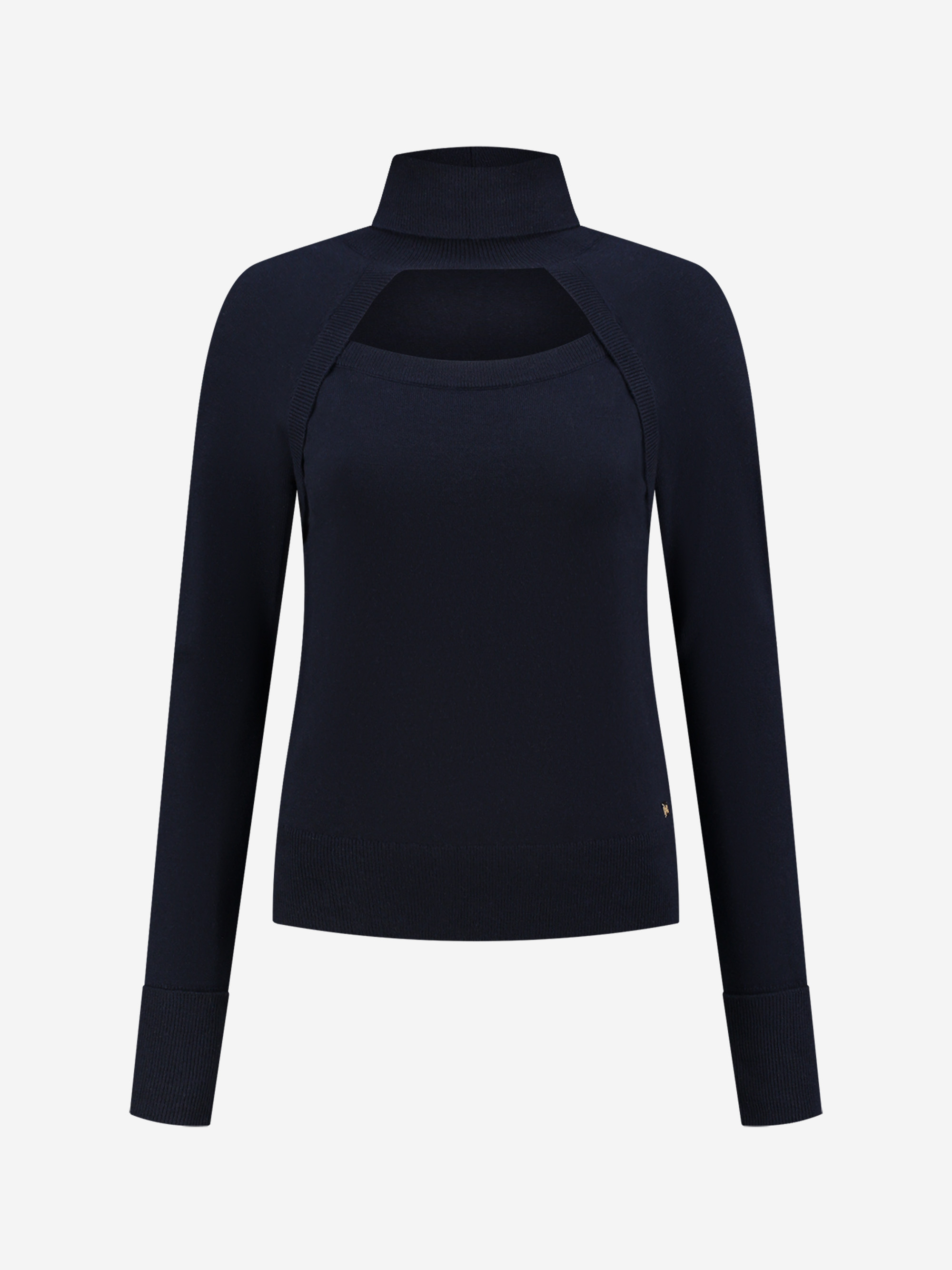 Sweater with open neckline and turtle neck  