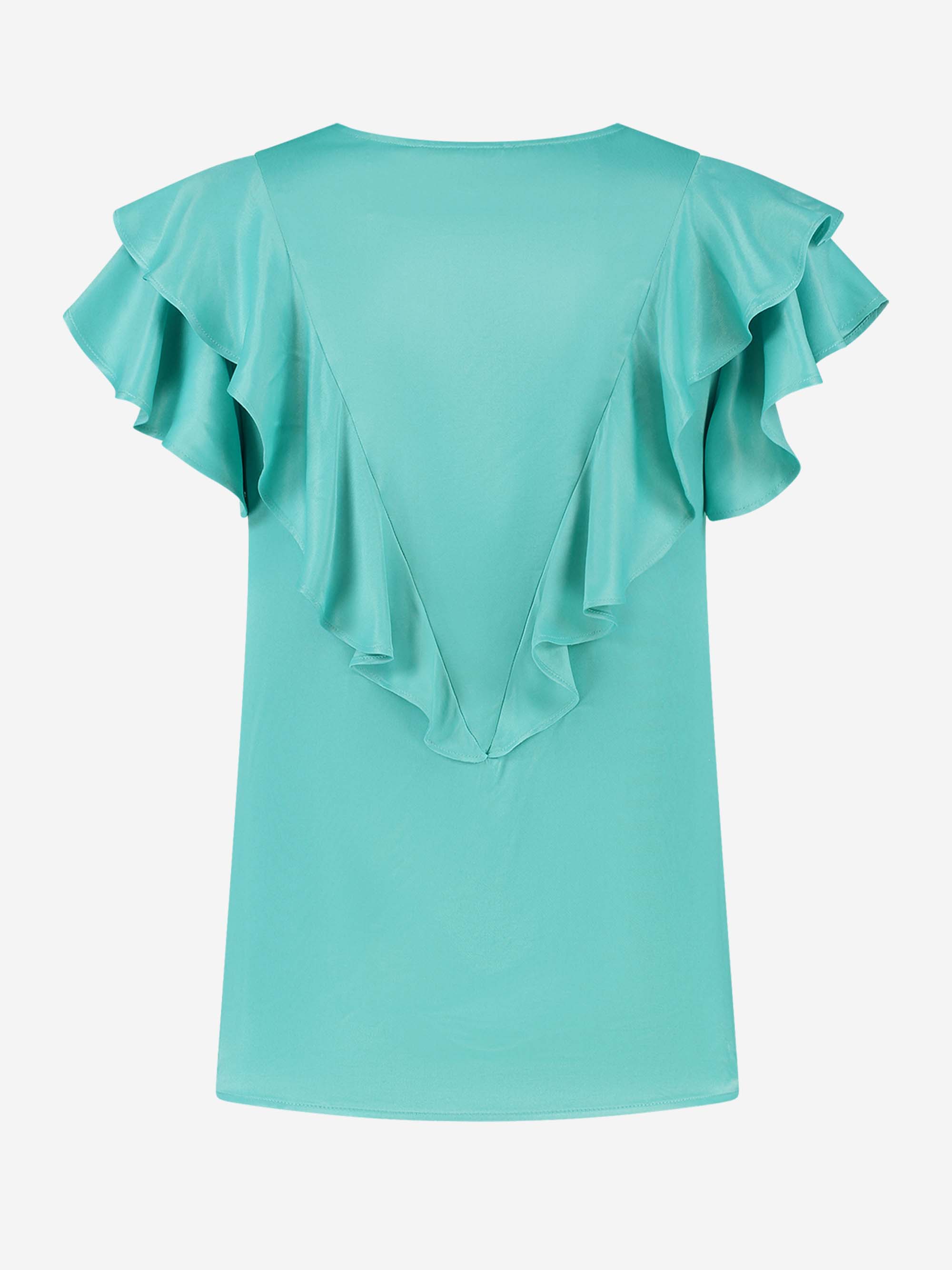 Satin look blouse with ruffles