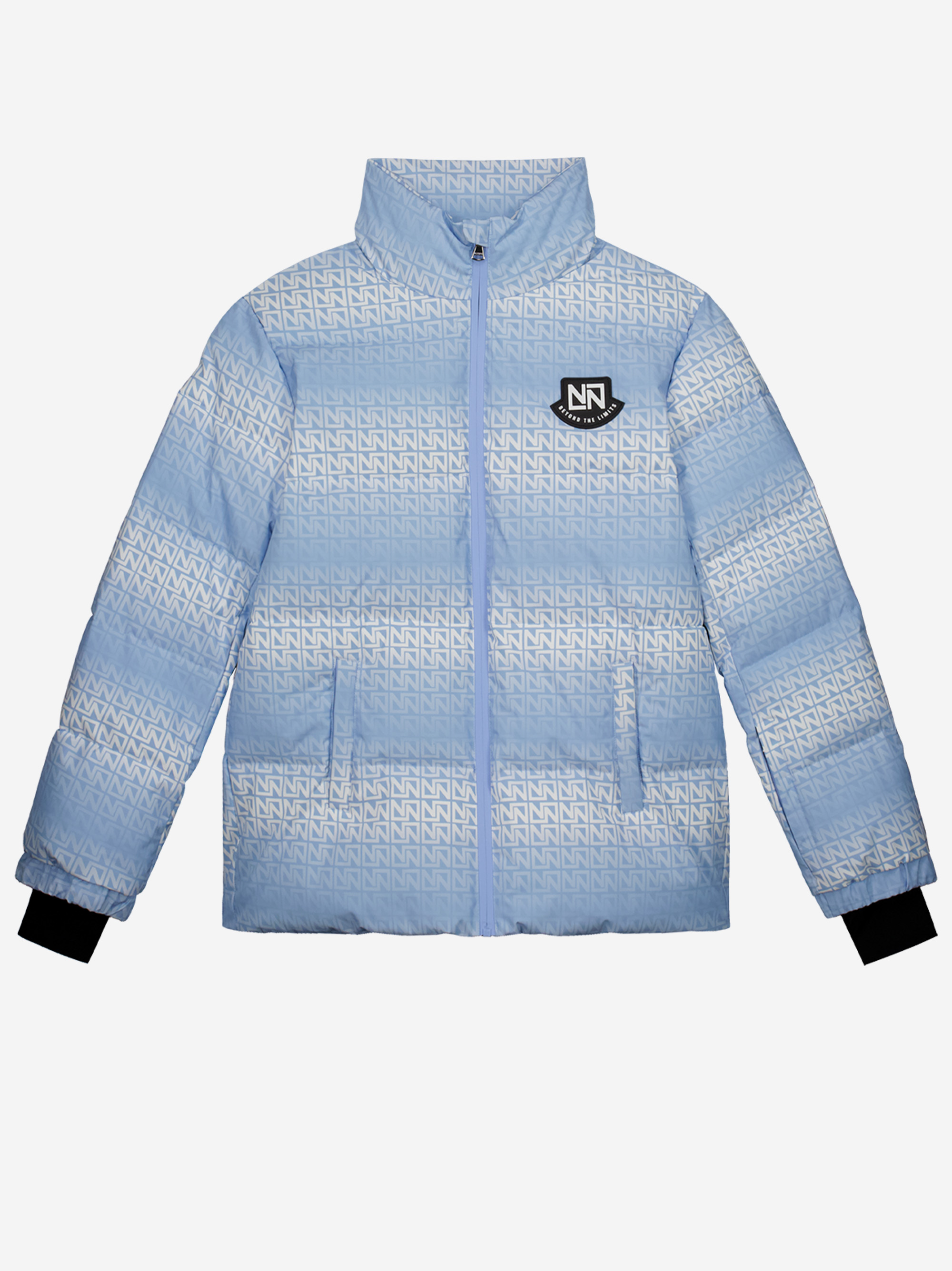 Ski jas met logo patroon en hoge kraag