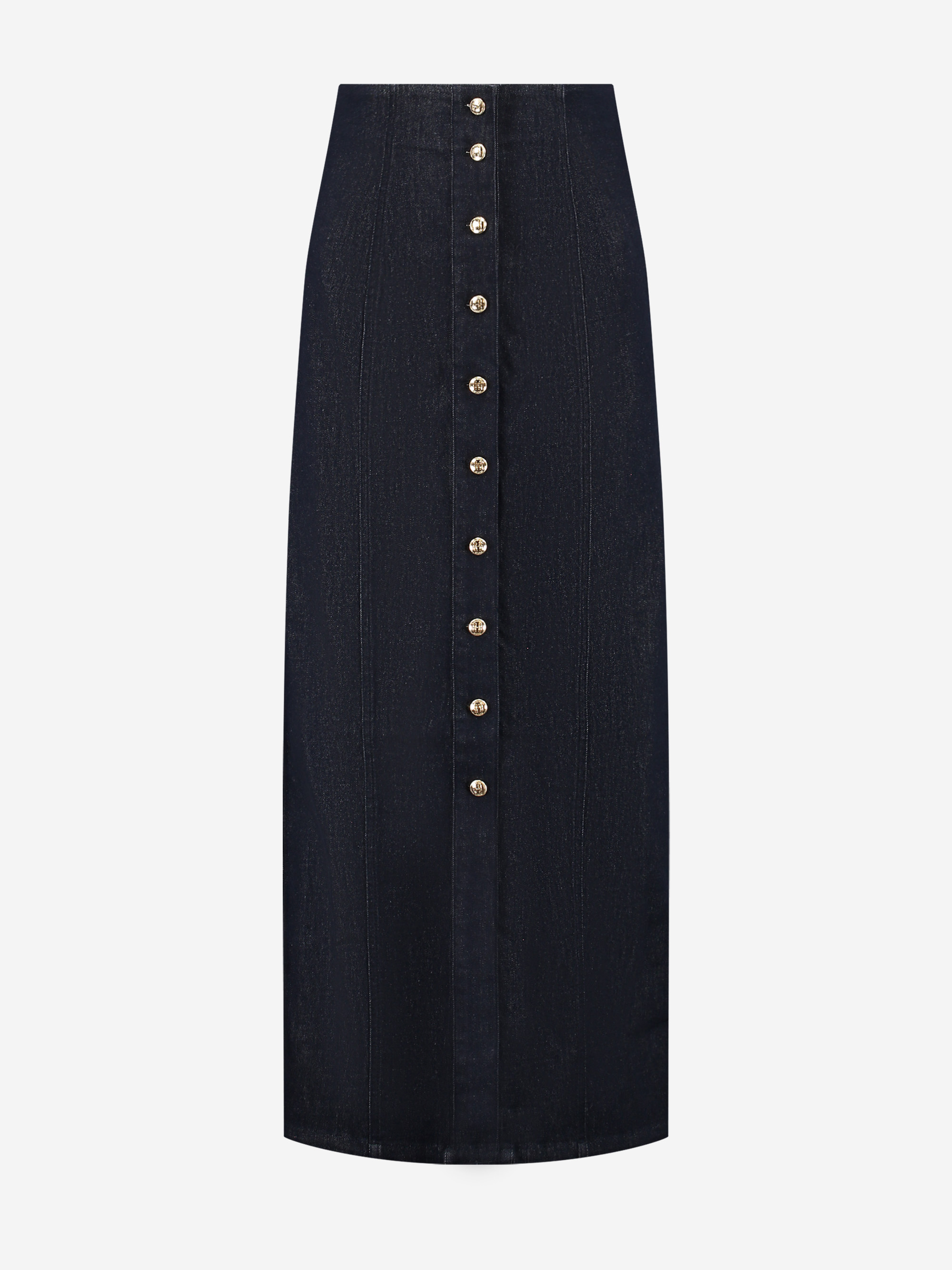 Long denim skirt with buttons