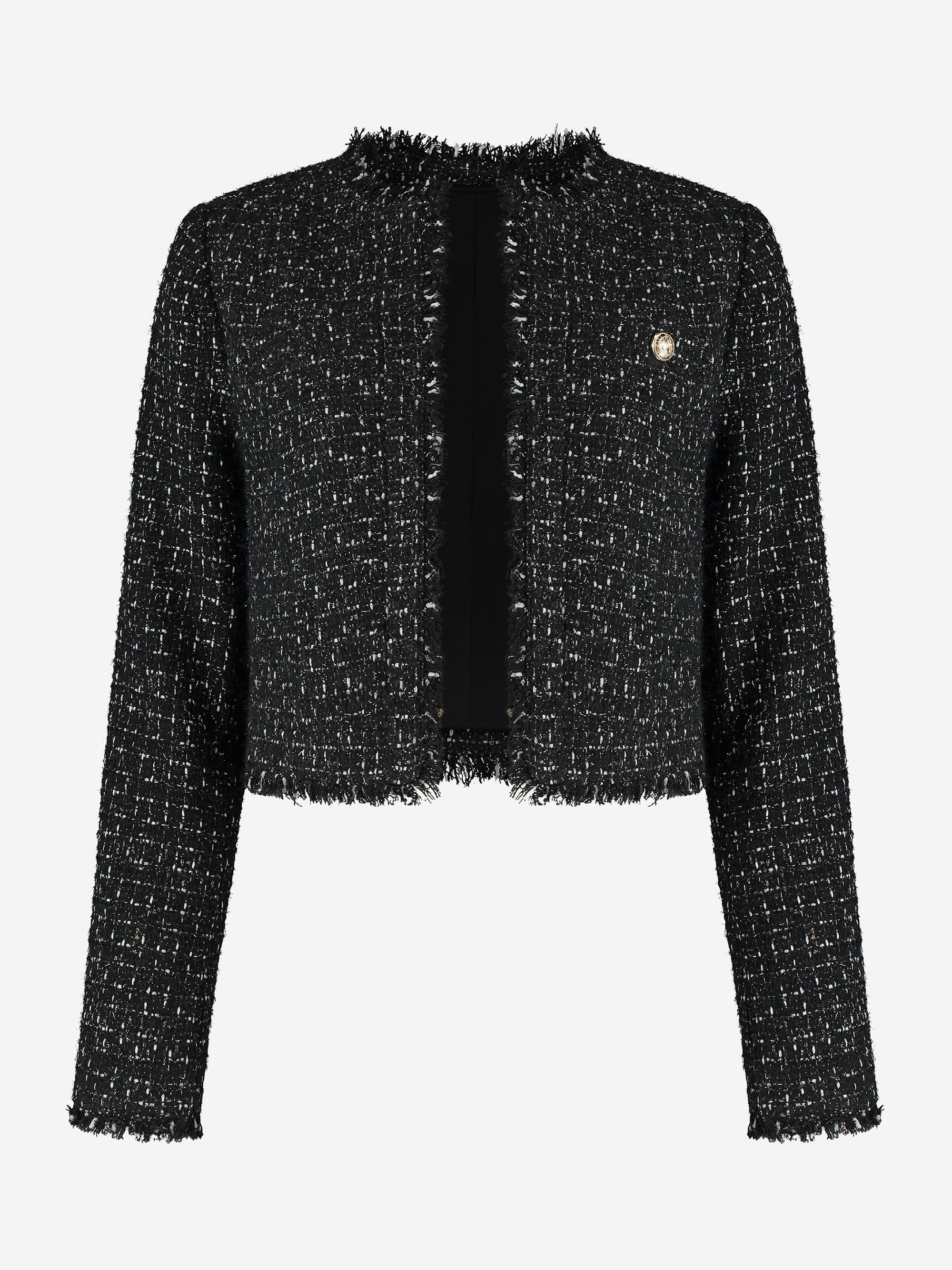 Short blazer with pied-de-poule pattern