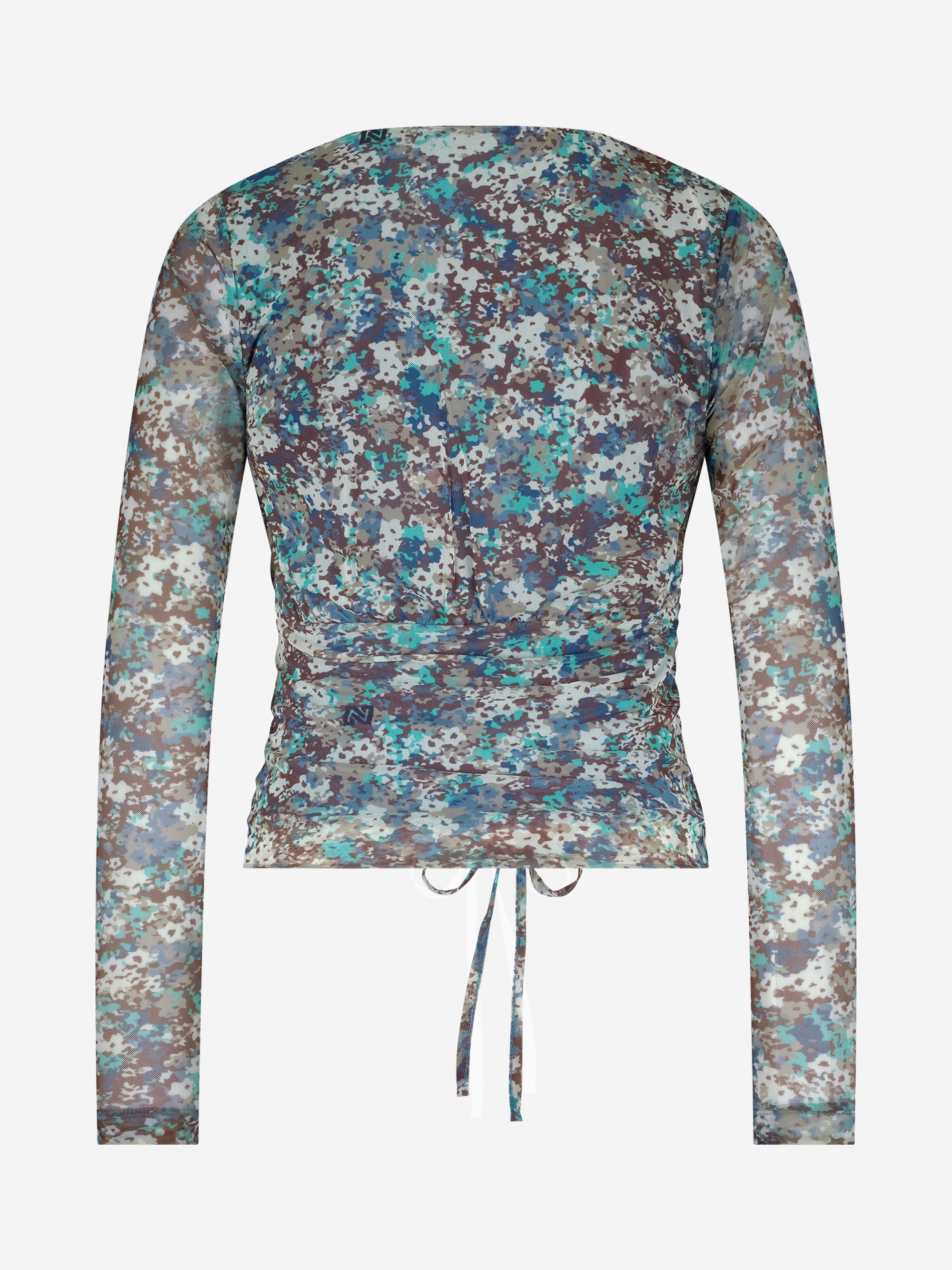 Aansluitende top met bloemenprint en trekkoord