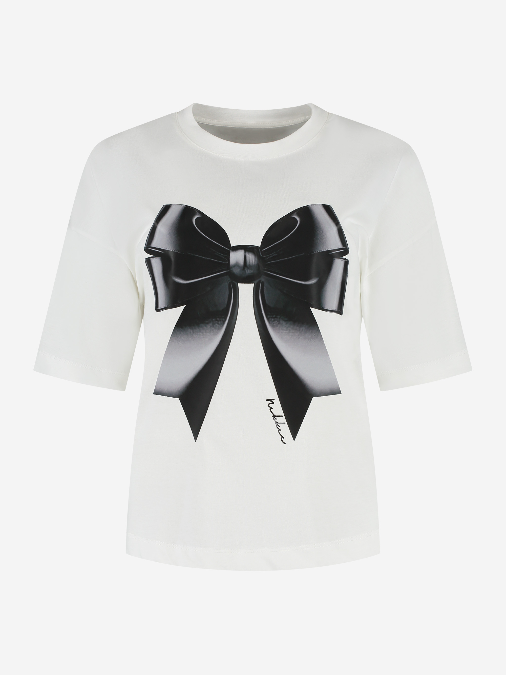 Loose-fitting T-shirt with bow print