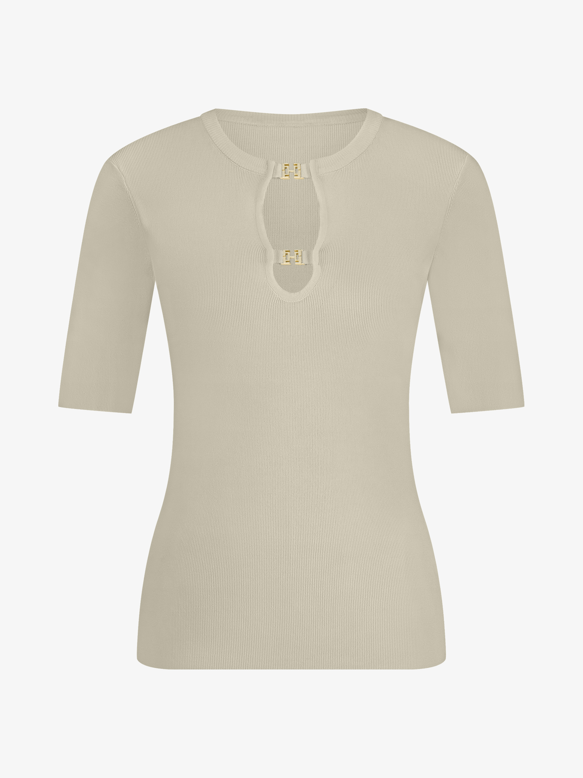 Ribbed top with cut-out details and logo buckles