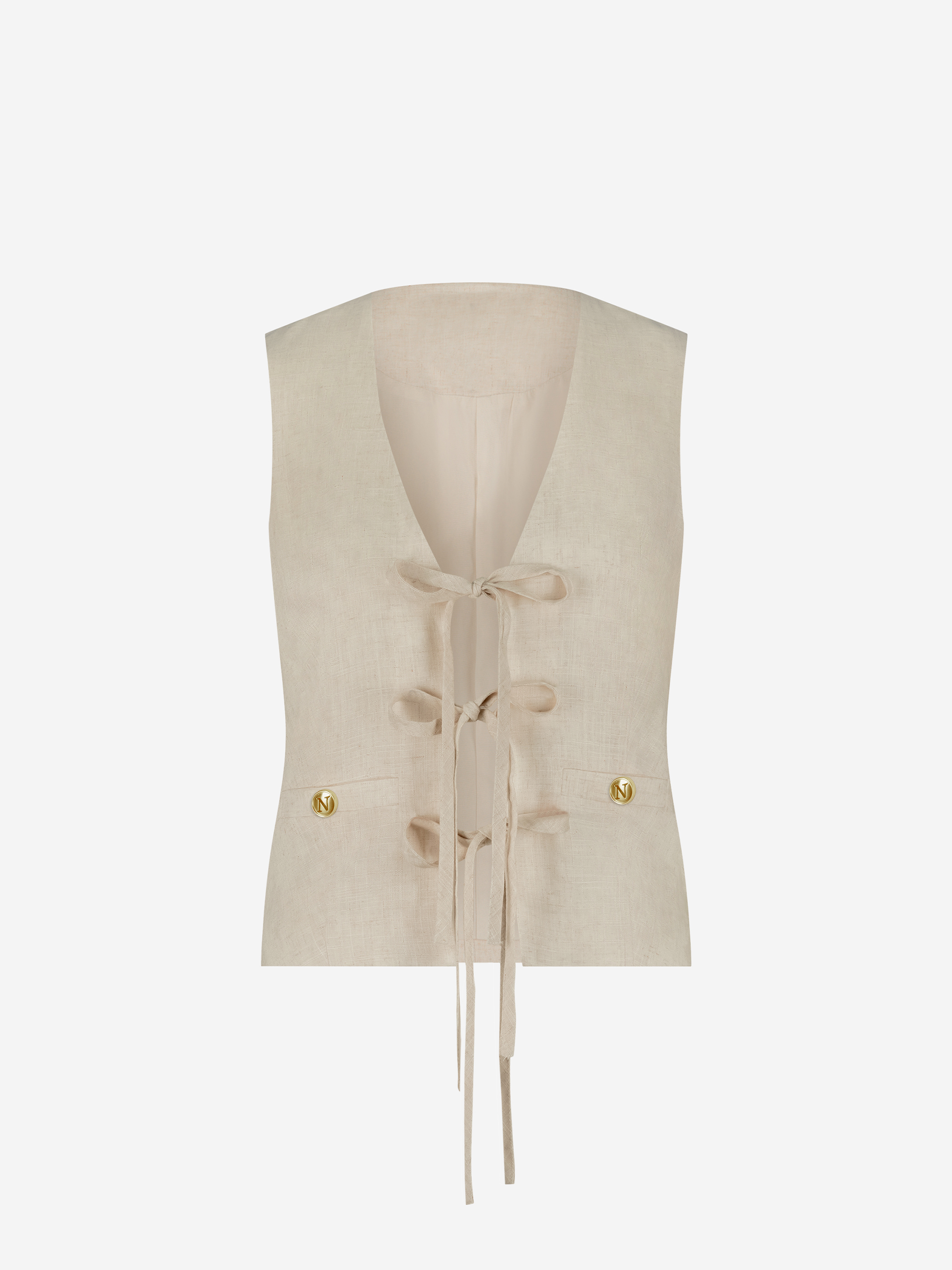 Gemêleerd gilet met strikdetails