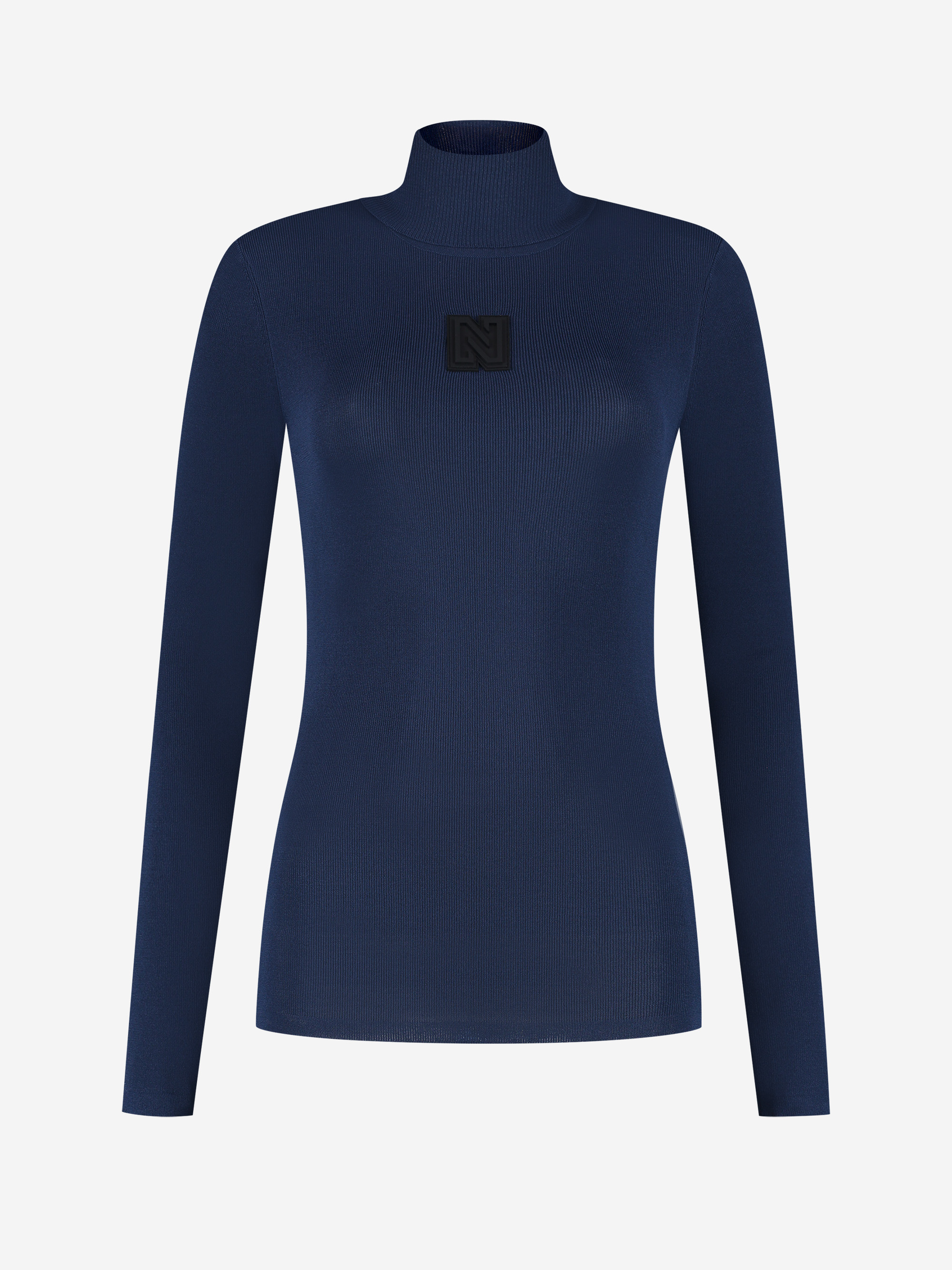 Fitted top with logo patch and turtleneck