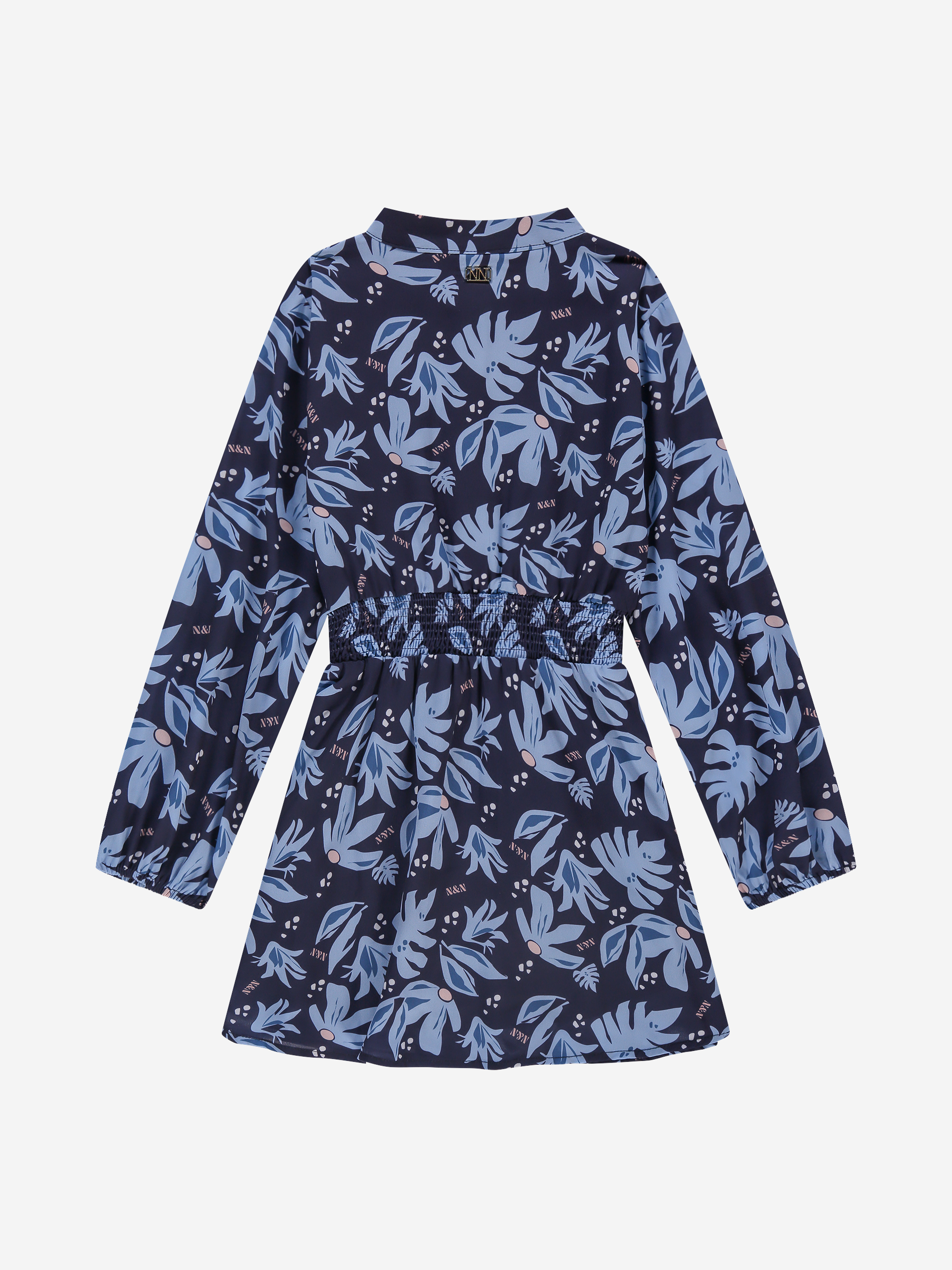 Korte jurk met bloemenprint en elastische tailleband