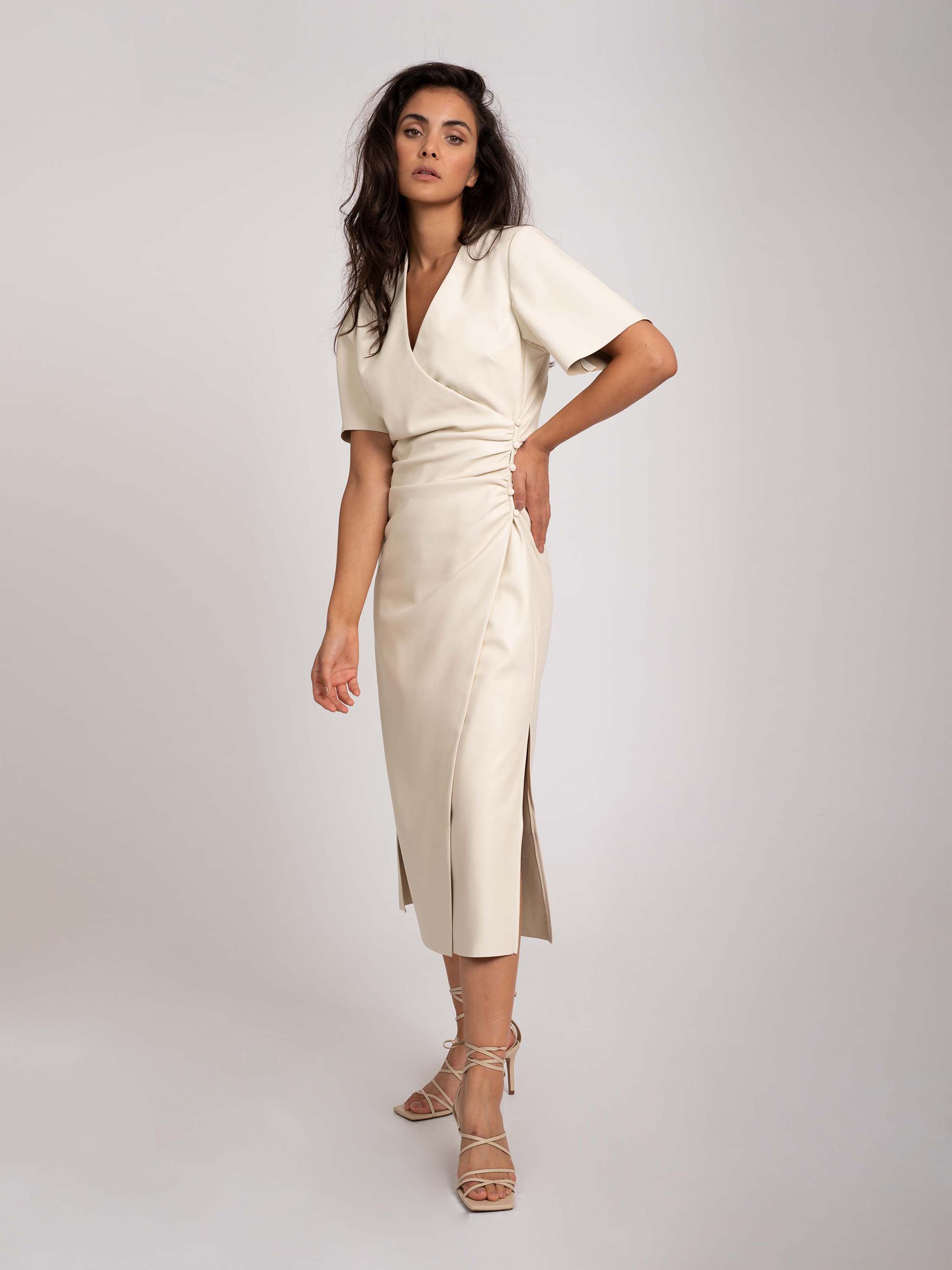  Vegan leather wrap dress 