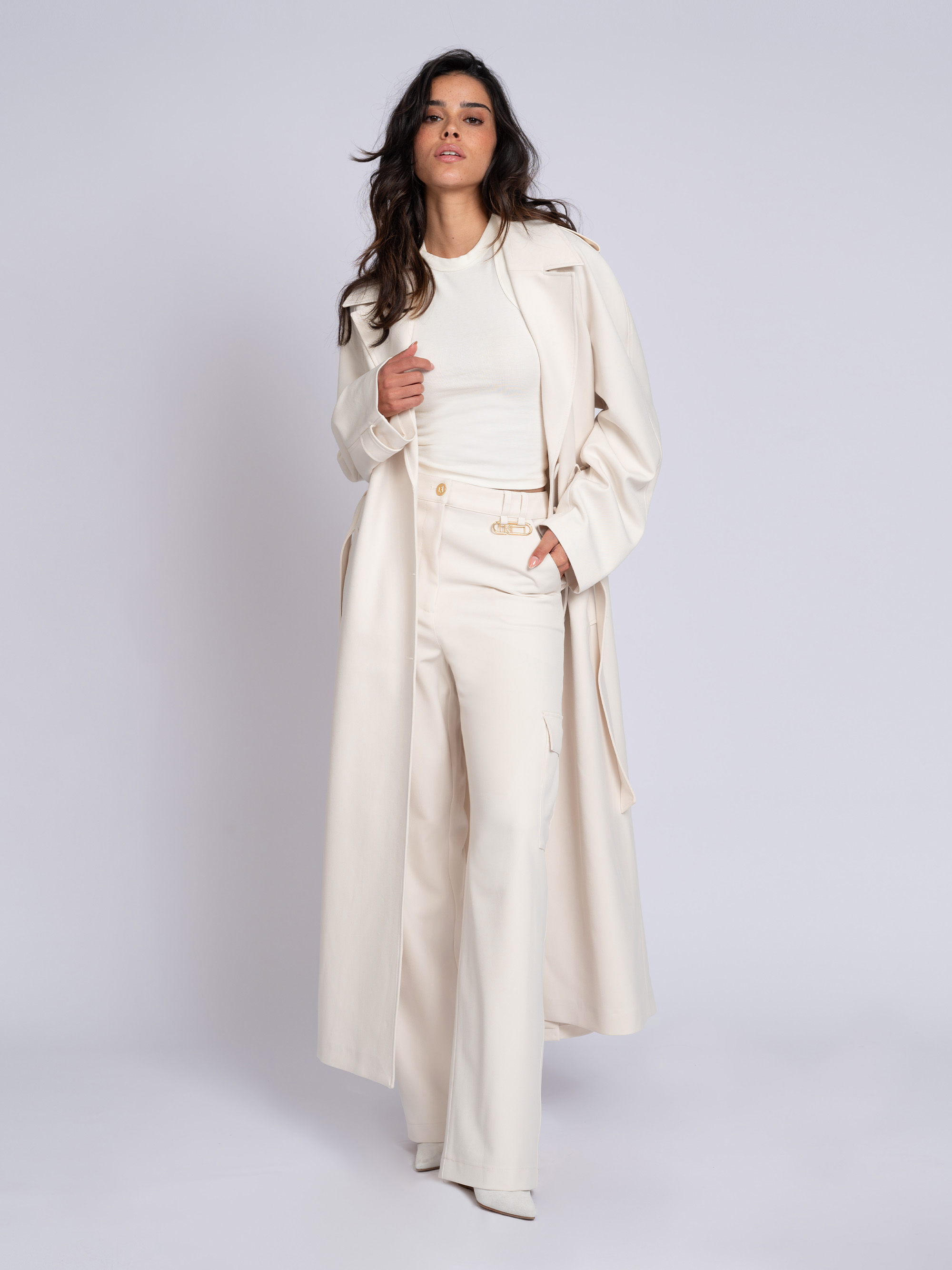Oversized trenchcoat met ceintuur en logo detail