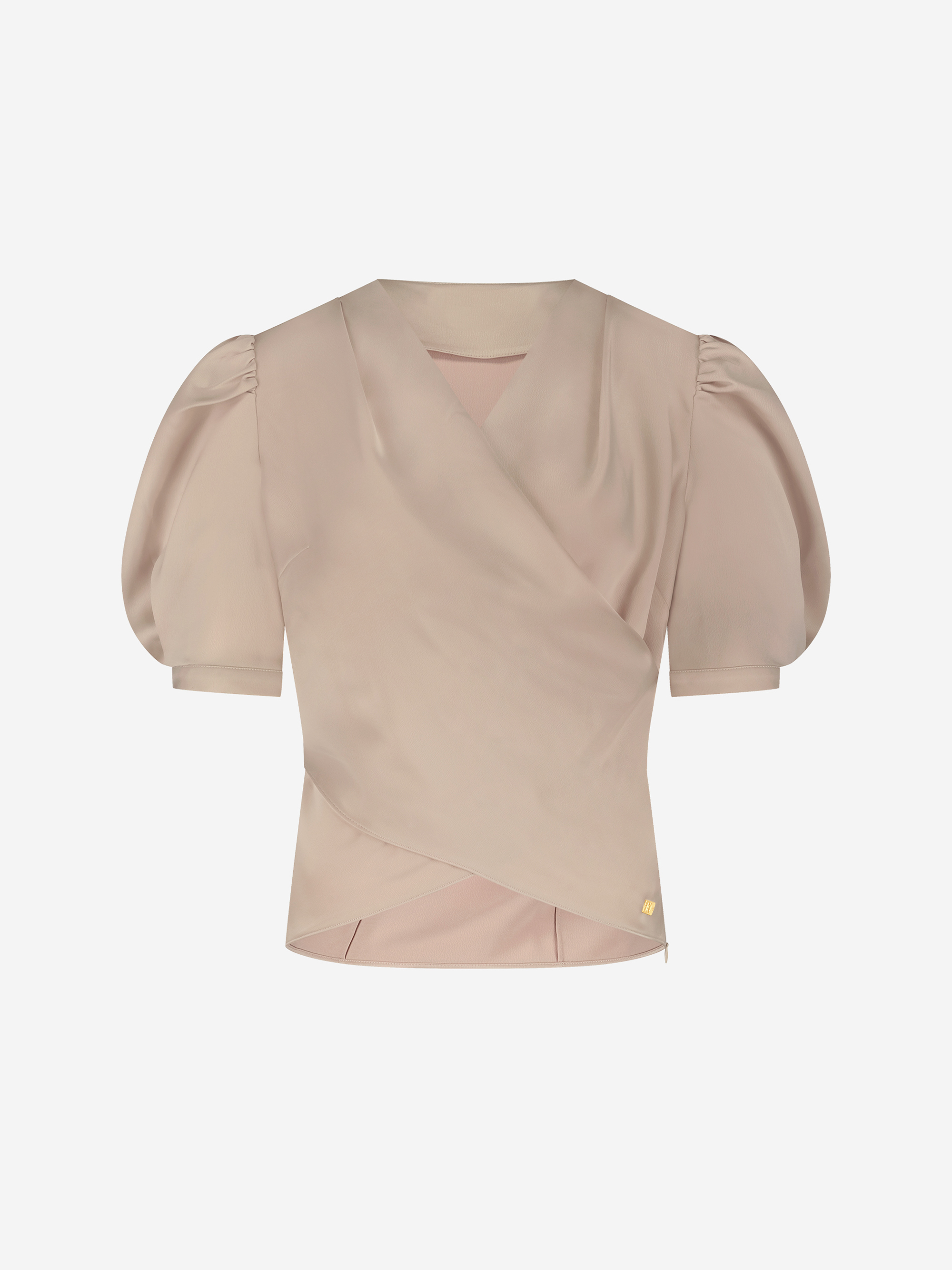 Satijnen blouse met watervalhals