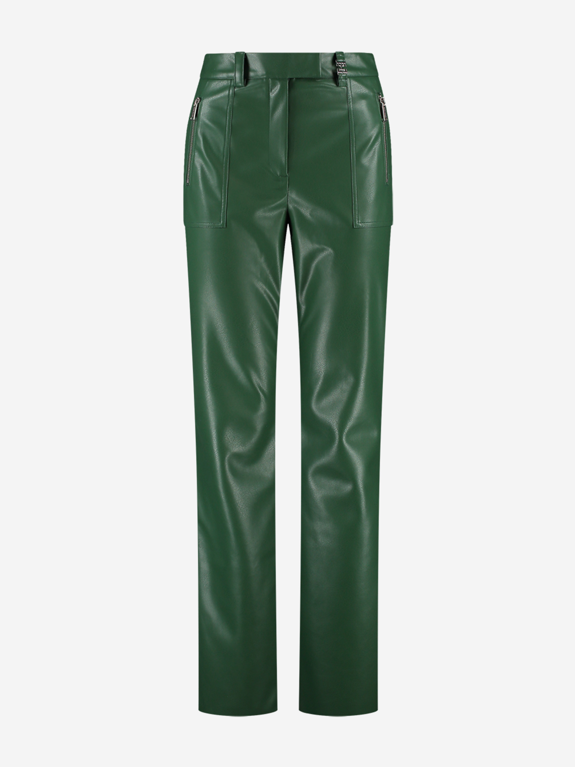 Broek van imitatieleer met wijde pijpen