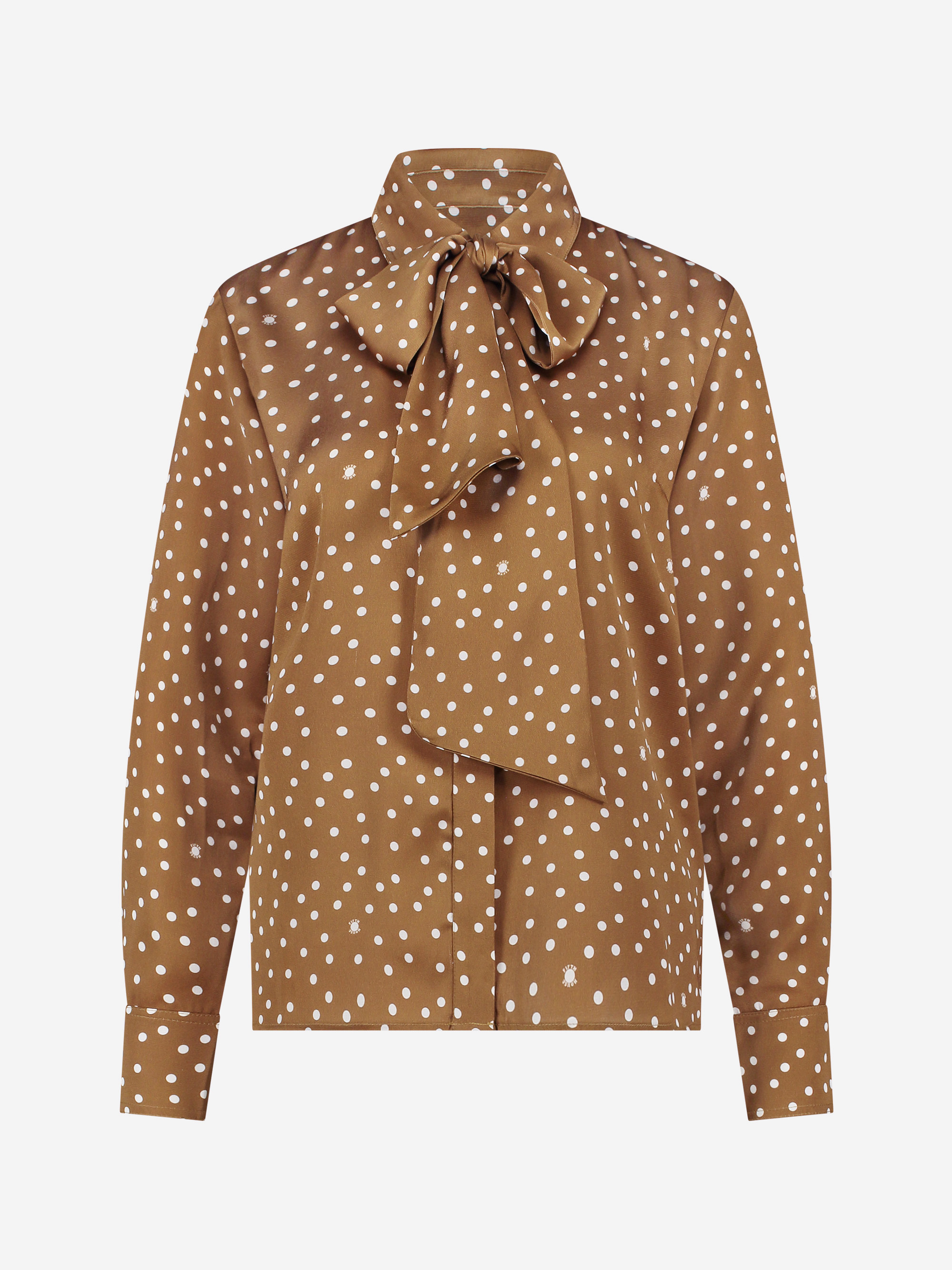 Blouse met stippen en strikkoord