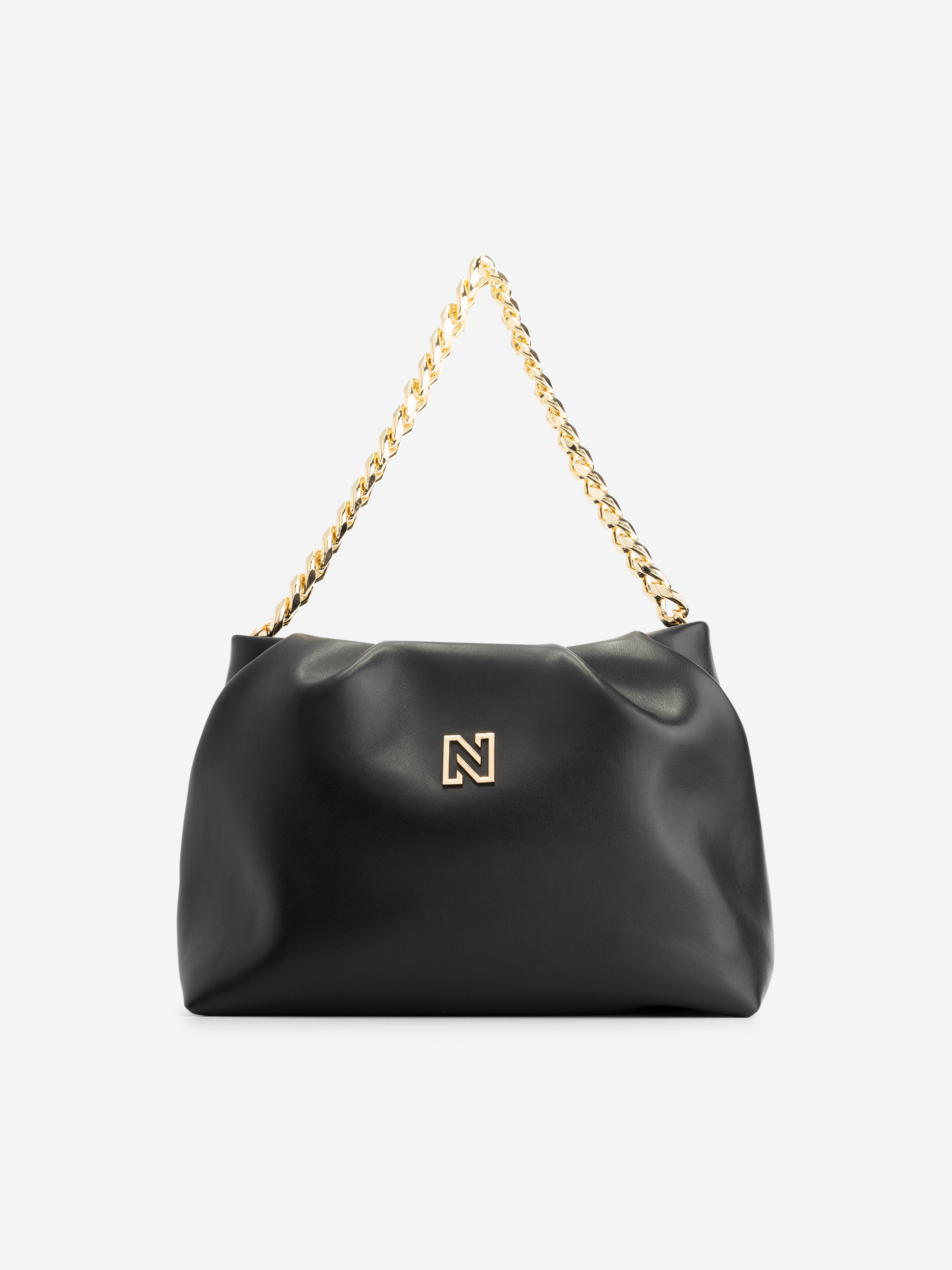 Schoudertas met N-logo en ketting hengsel
