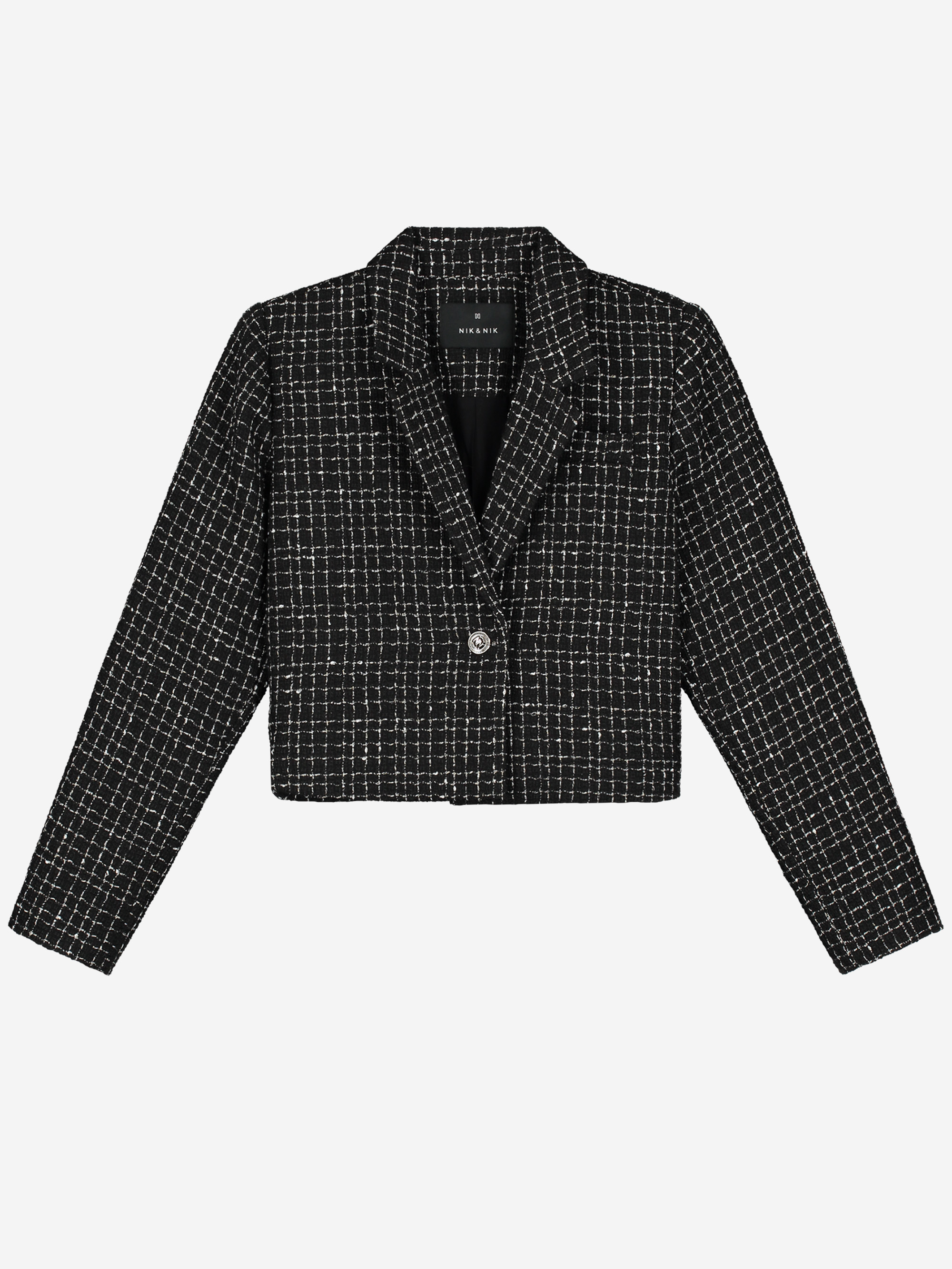 Cropped blazer met pied-de-poule patroon 