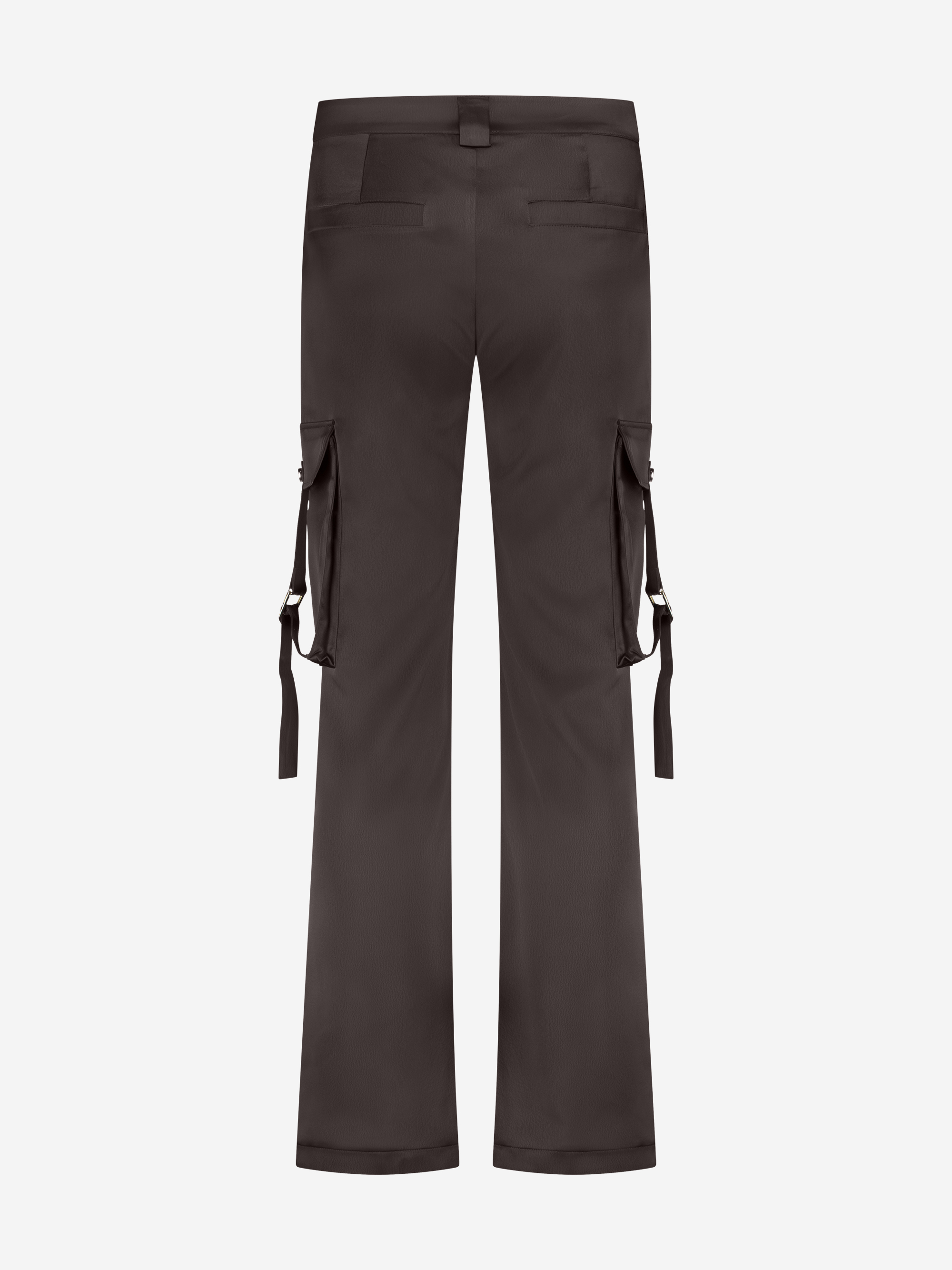 Satijn-look broek met klepzakken