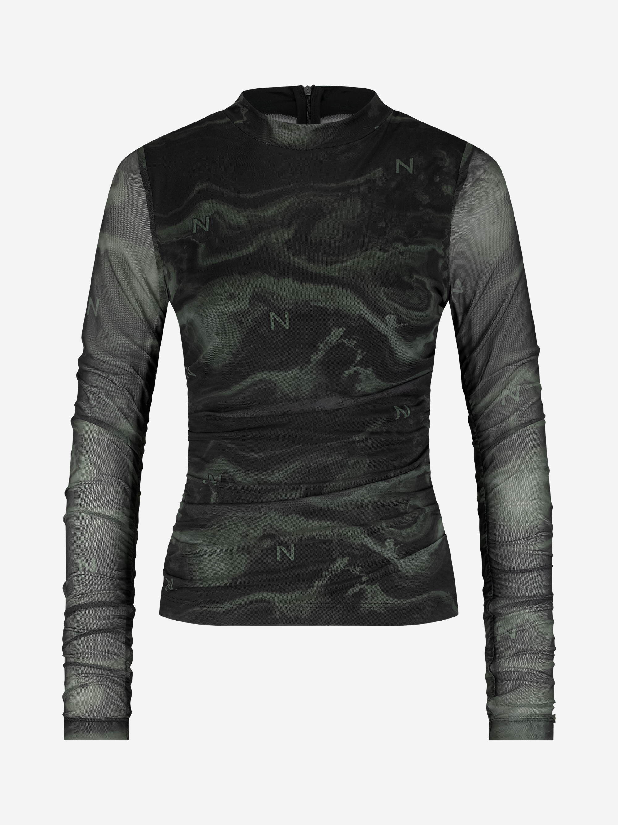 Aansluitende mesh top met logo patroon
