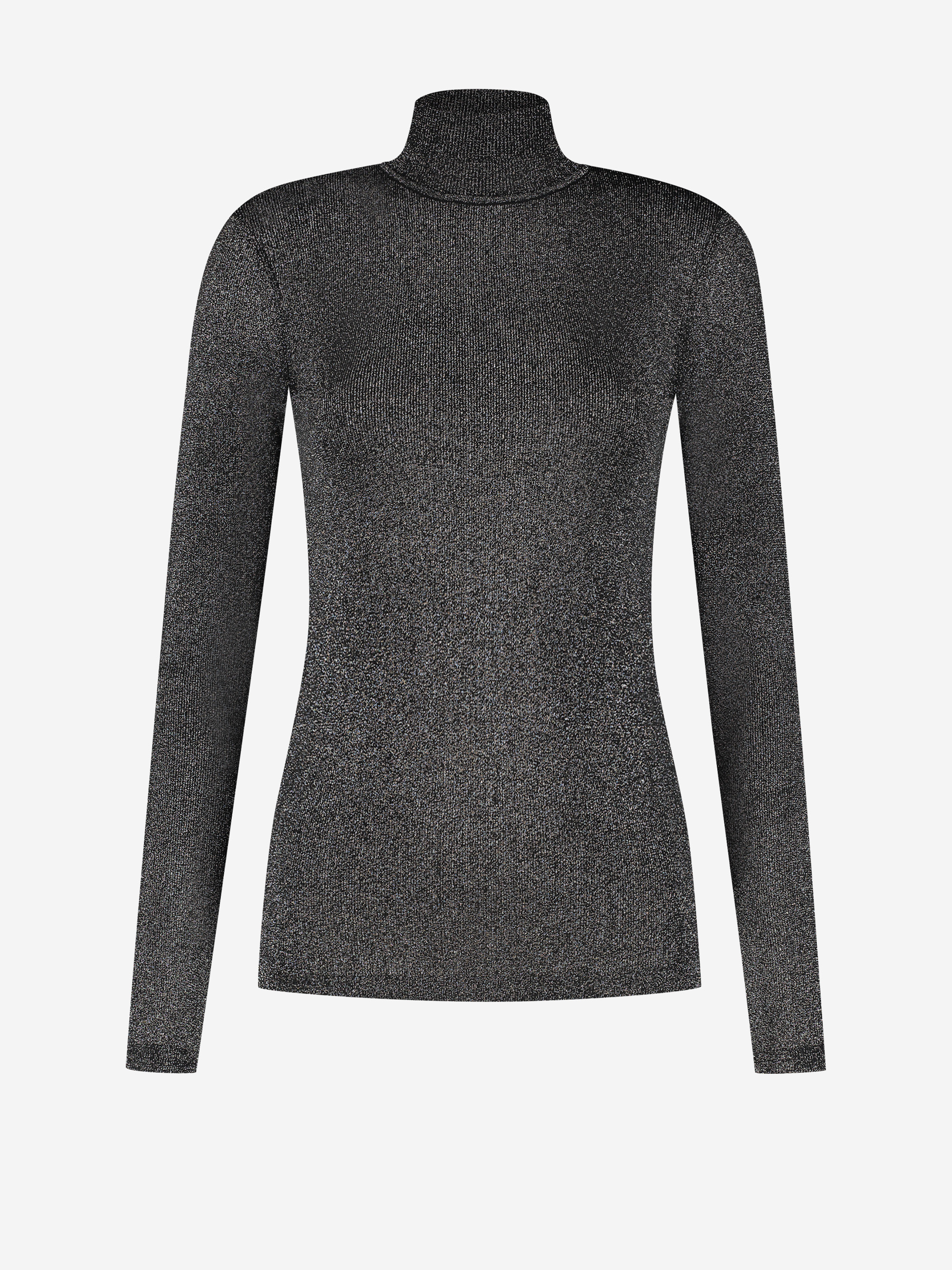 Geribbelde glitter top met col