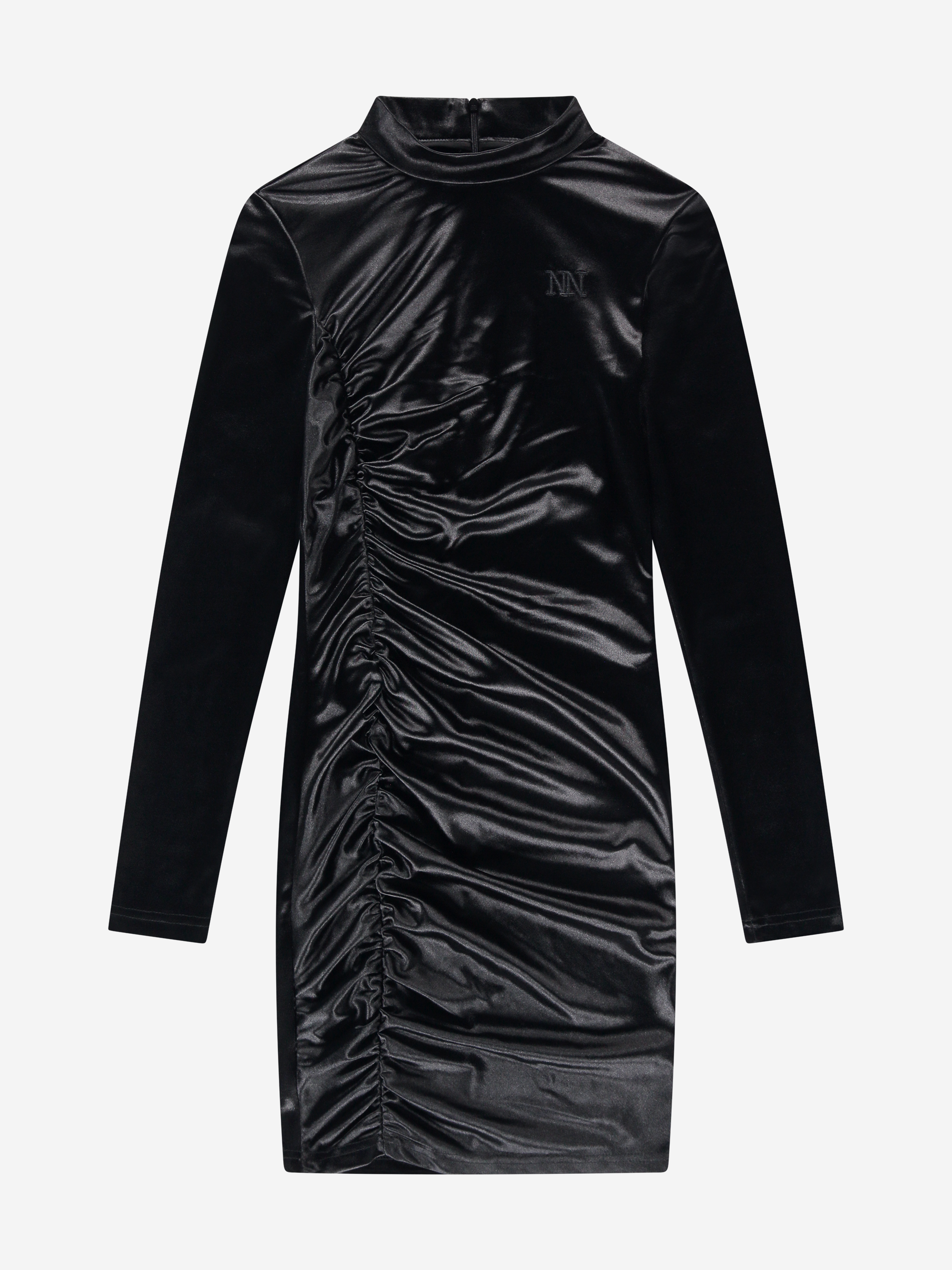 Gedrapeerde jurk met velvet look