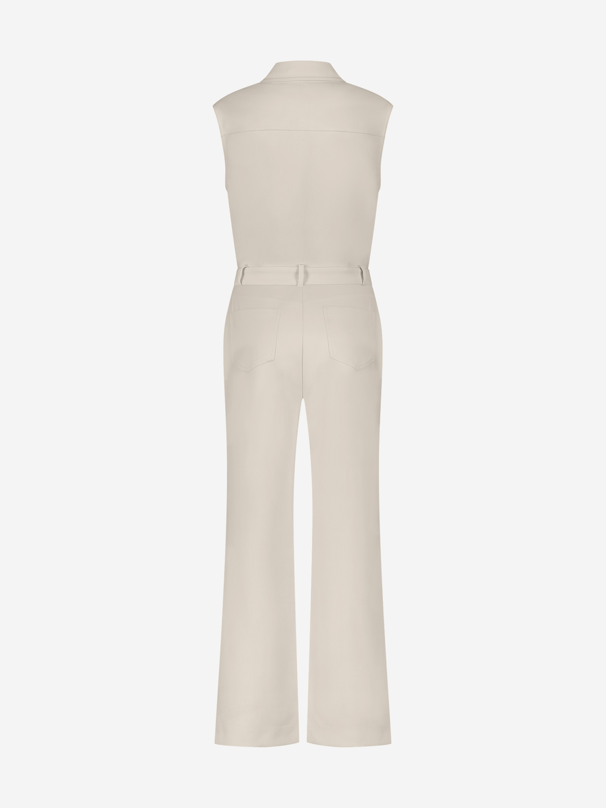 Aansluitende jumpsuit met rij FH knopen en wijde pijpen