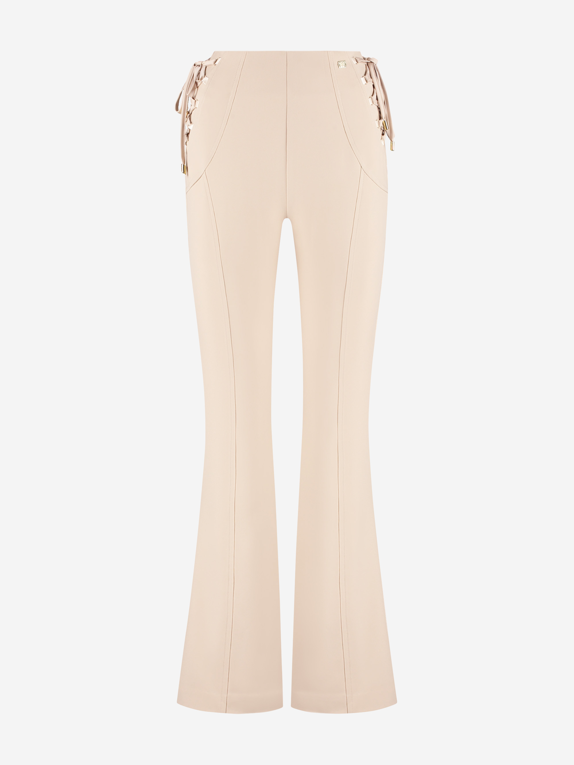 Aansluitende flared broek met veter details
