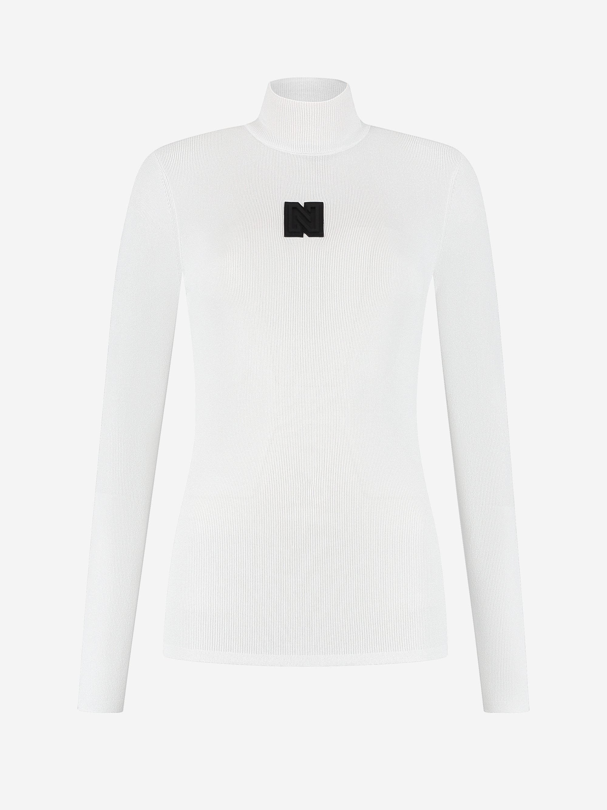 Fitted top with logo patch and turtleneck