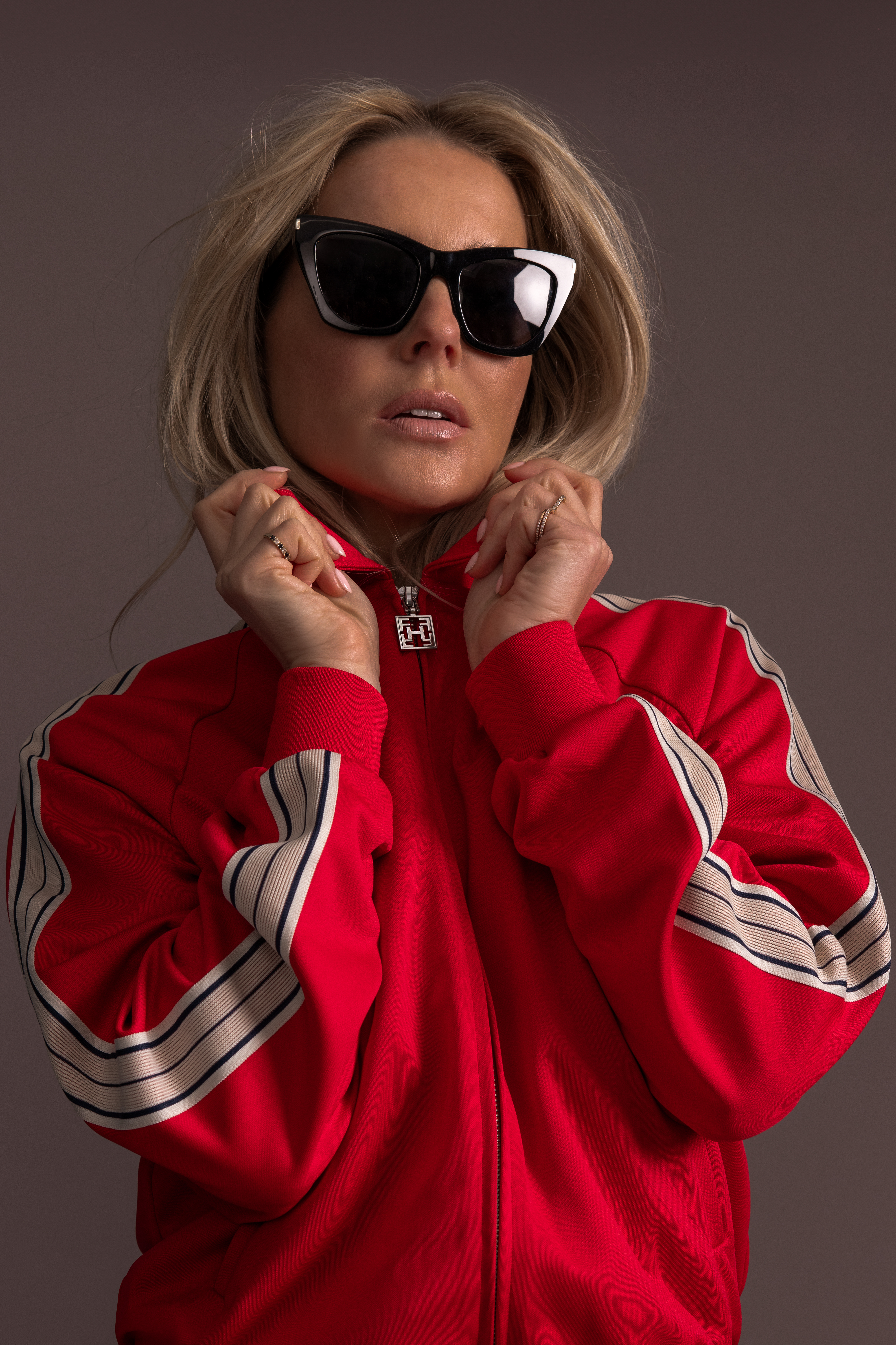 Track jacket met FH logo en biezen