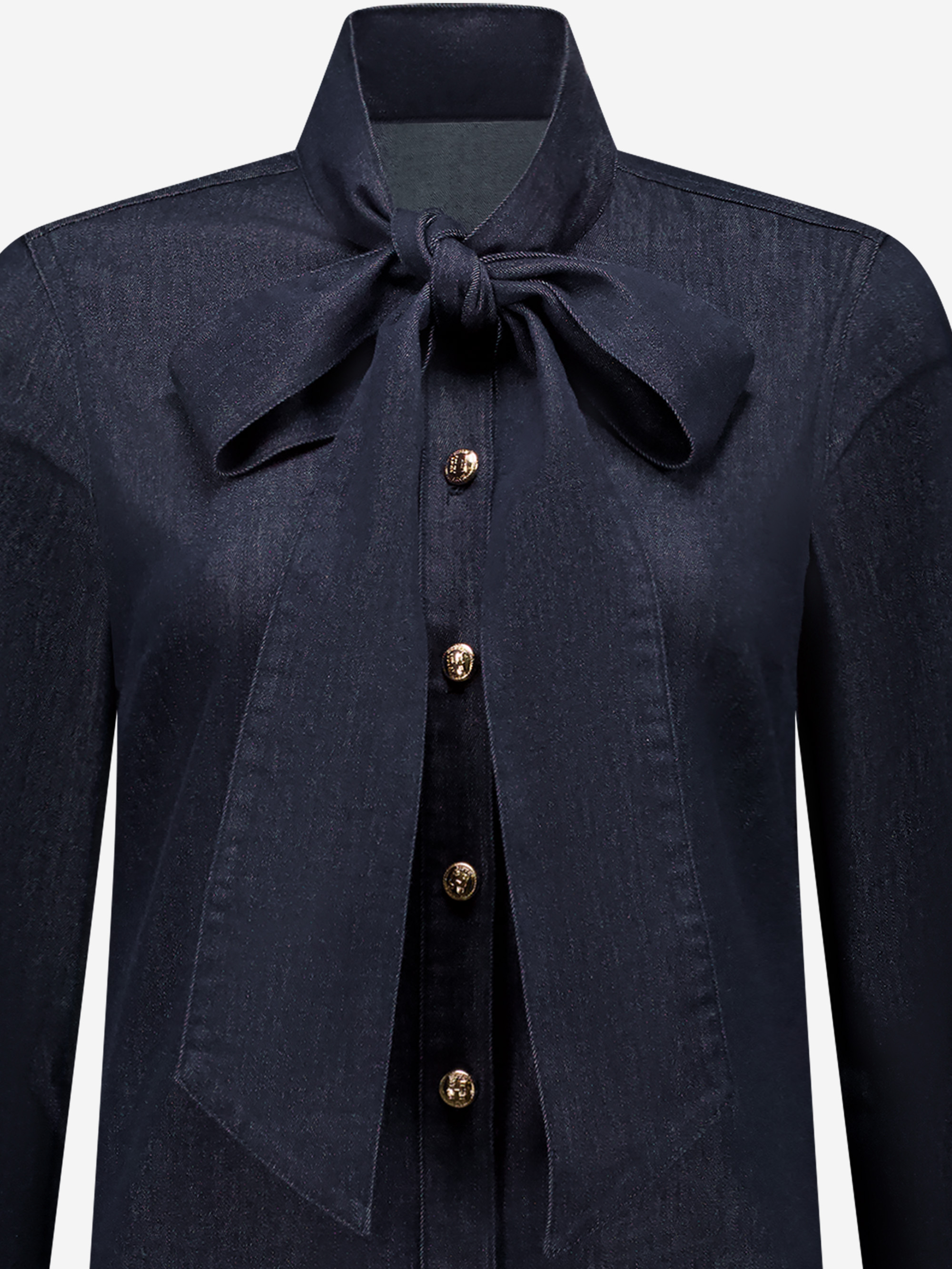 Denim blouse with bow cord