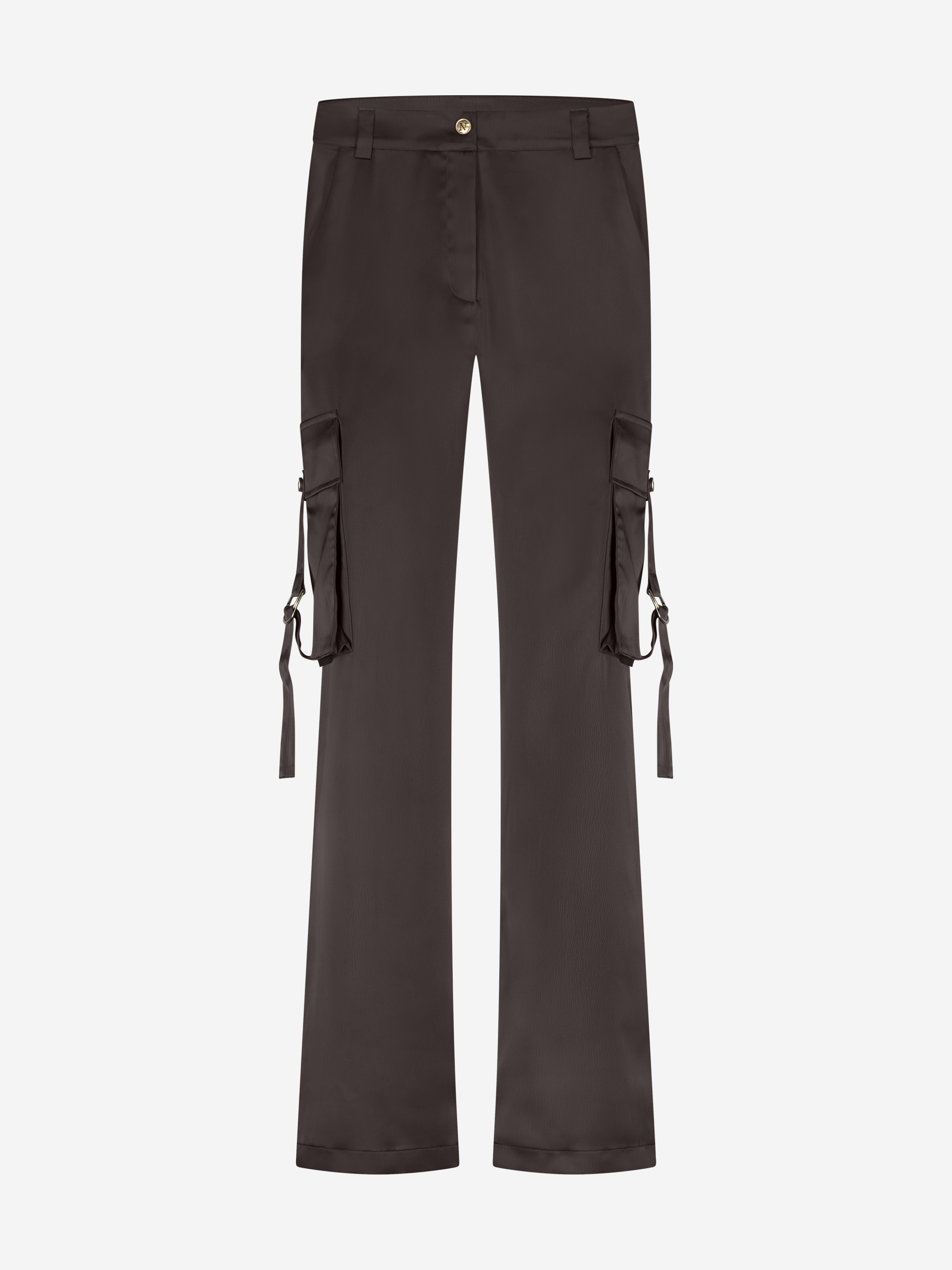 Satijn-look broek met klepzakken