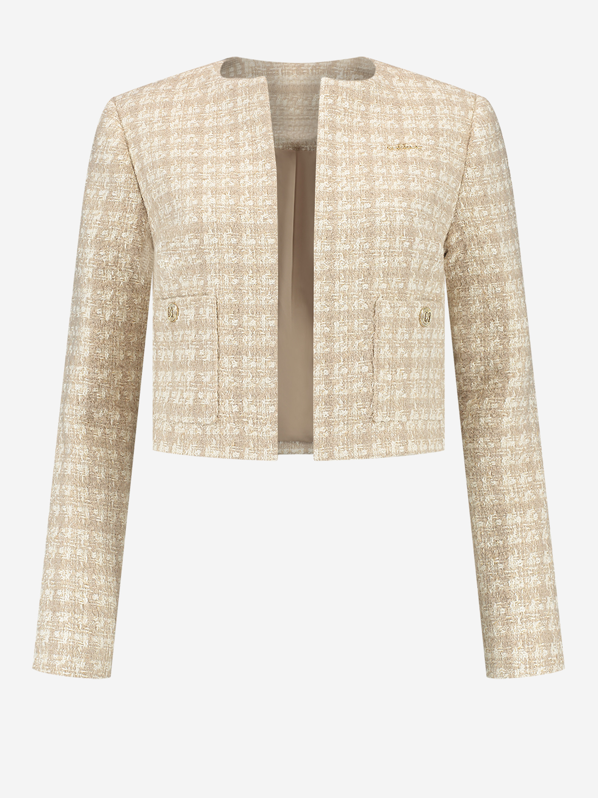 Cropped blazer with pied-de-poule pattern