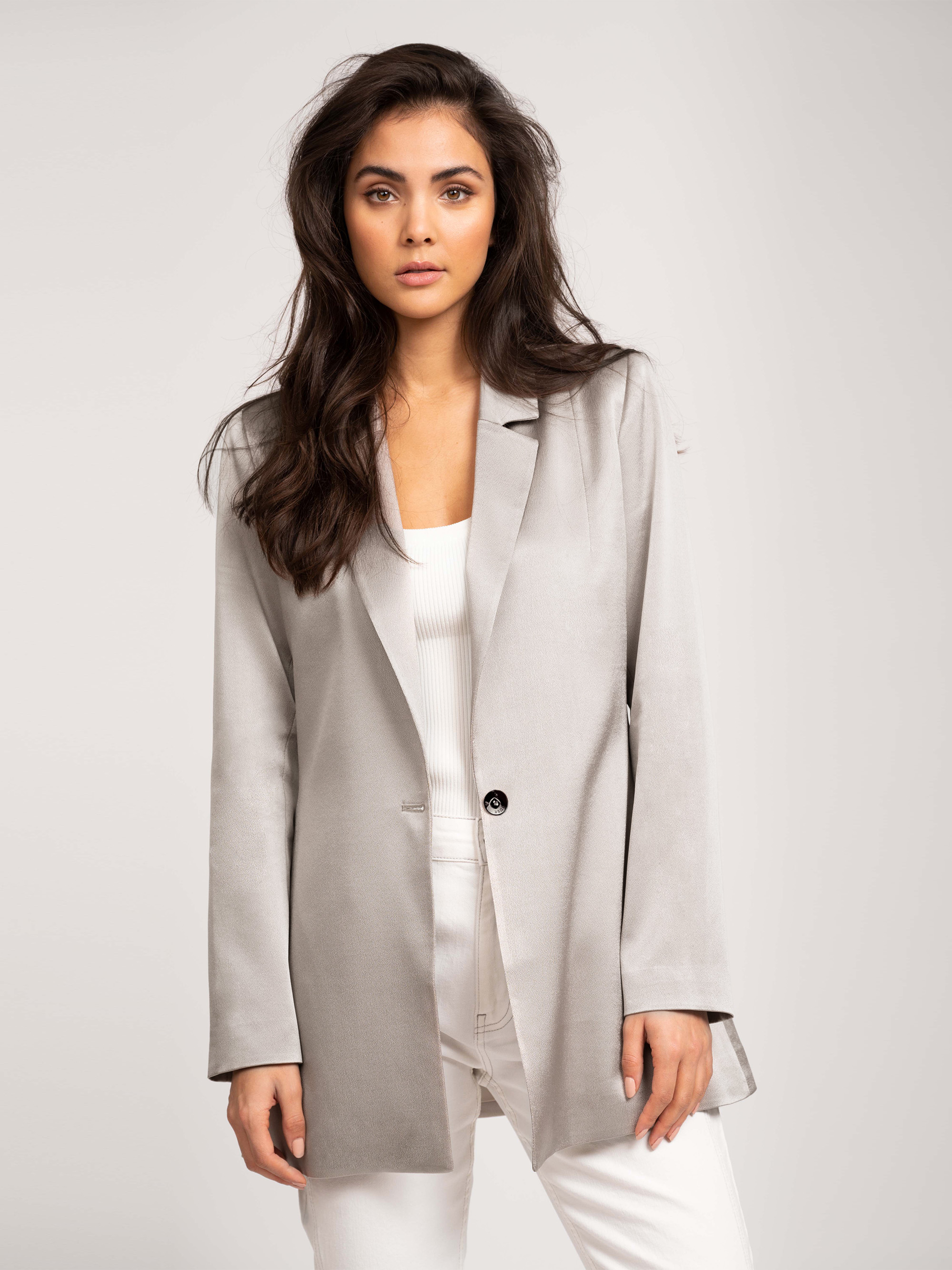 Satin look single-breasted blazer 