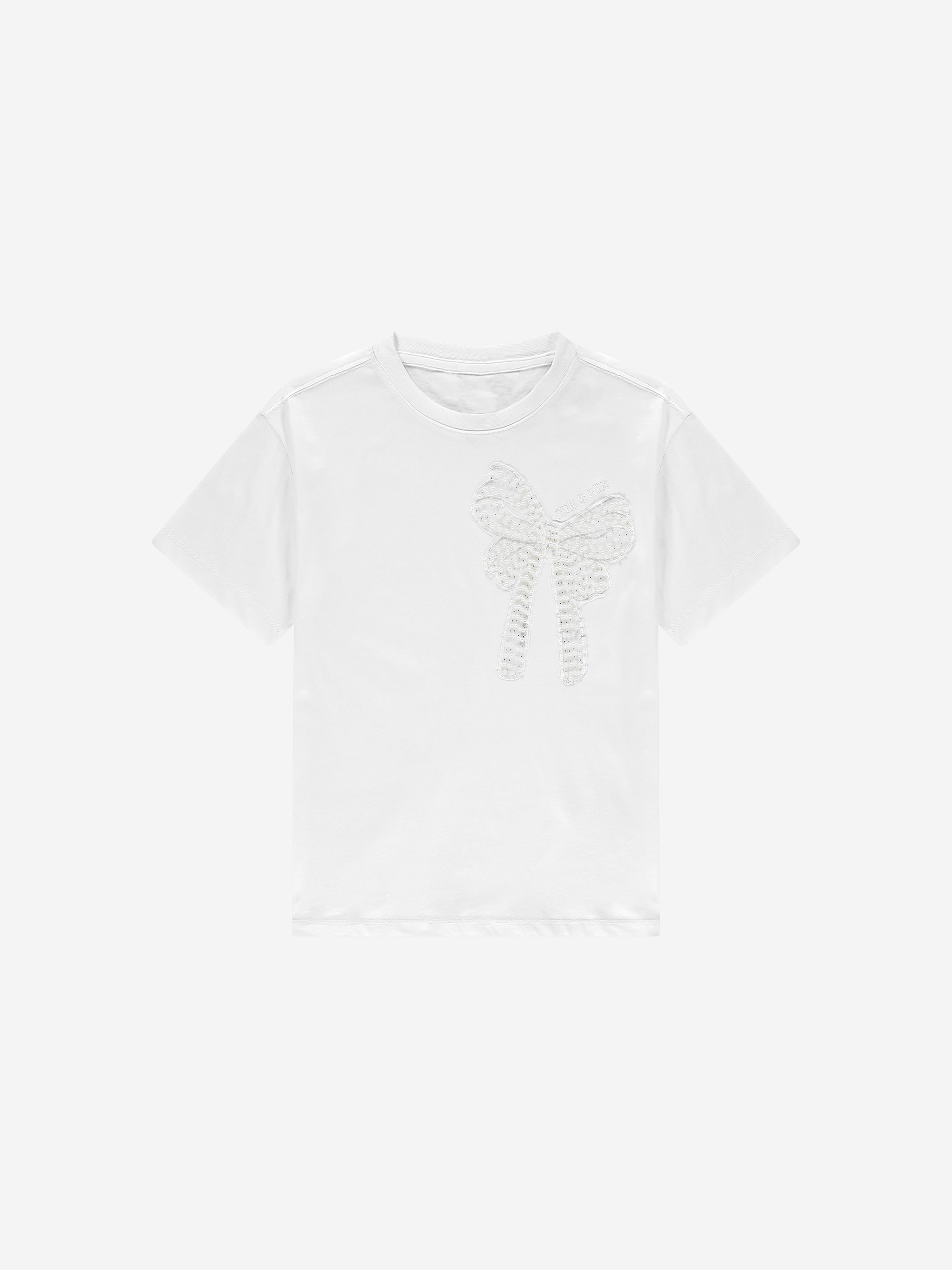 T-shirt with pearl bow detail