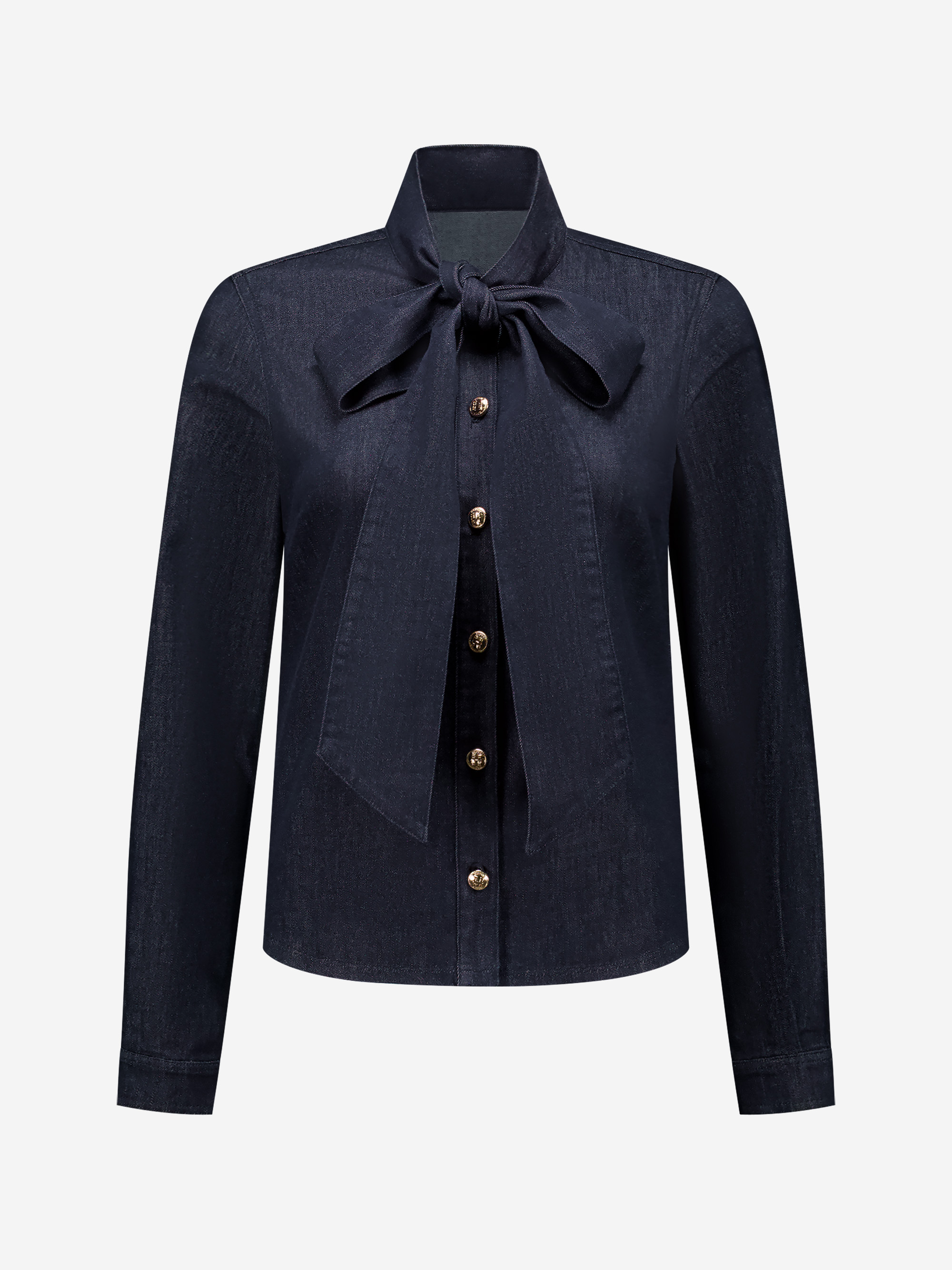 Denim blouse with bow cord