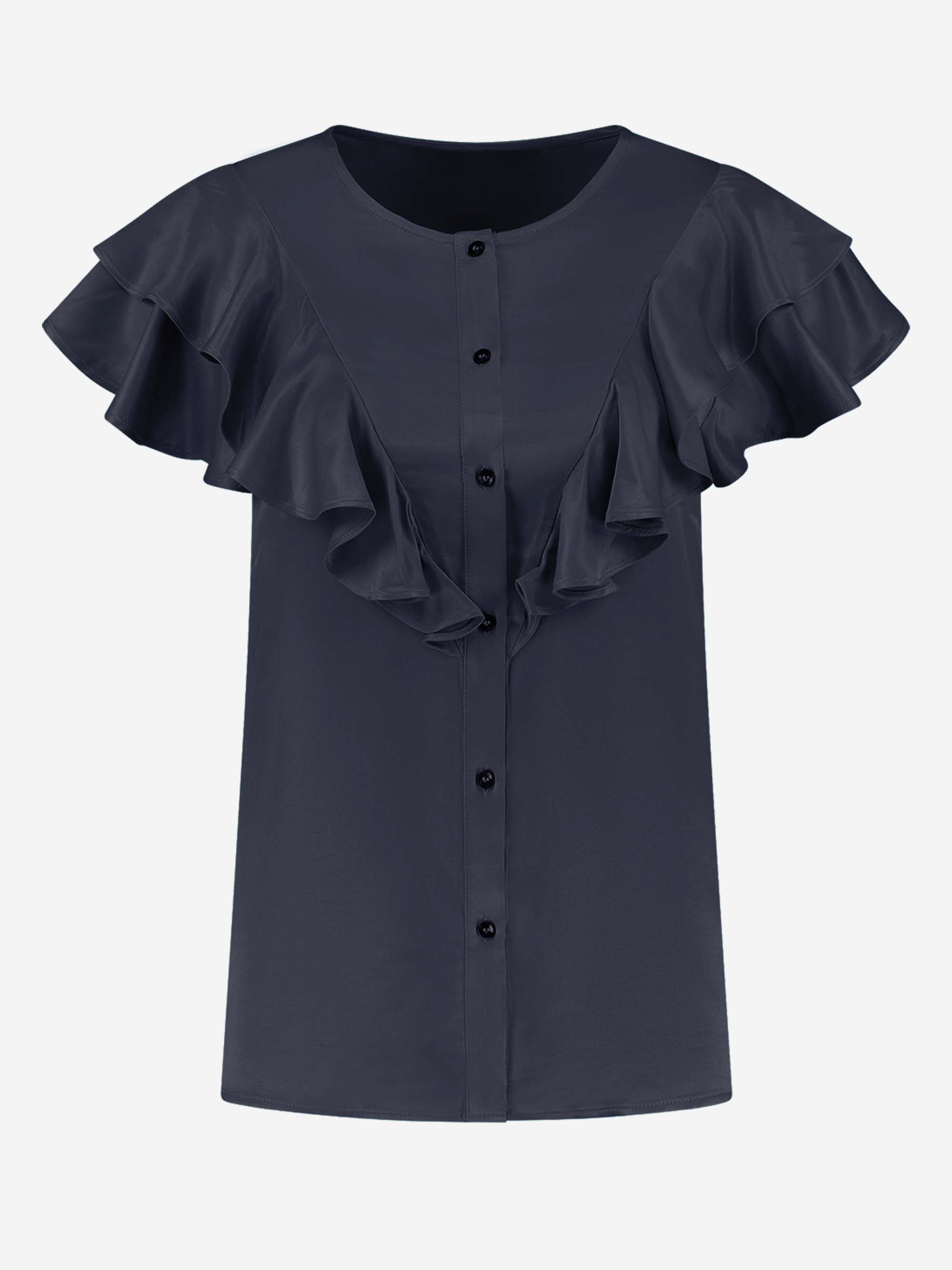 Satin look blouse with ruffles