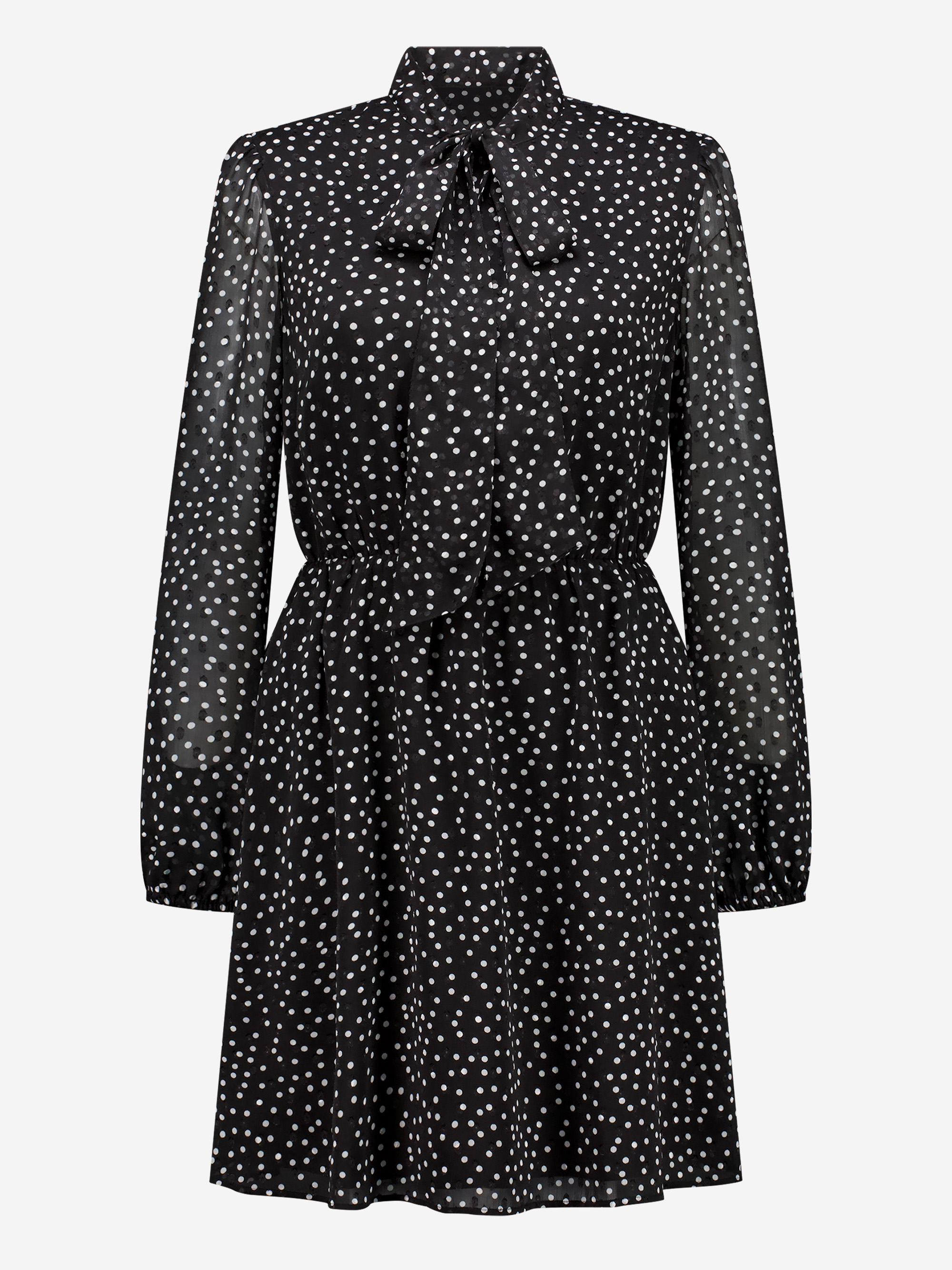 Gestippelde jurk met strik detail 