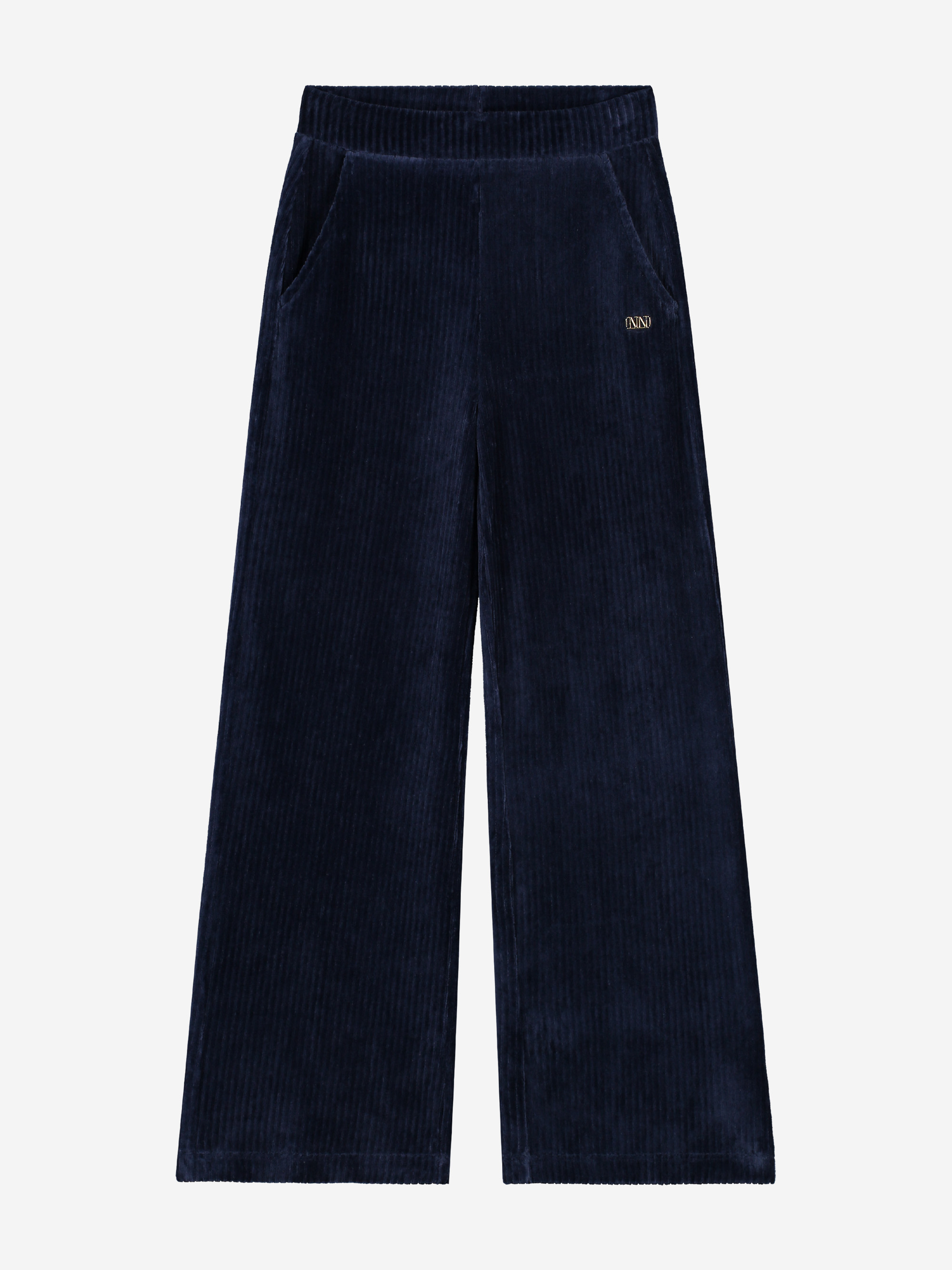Geribbelde velvet broek met elastische tailleband