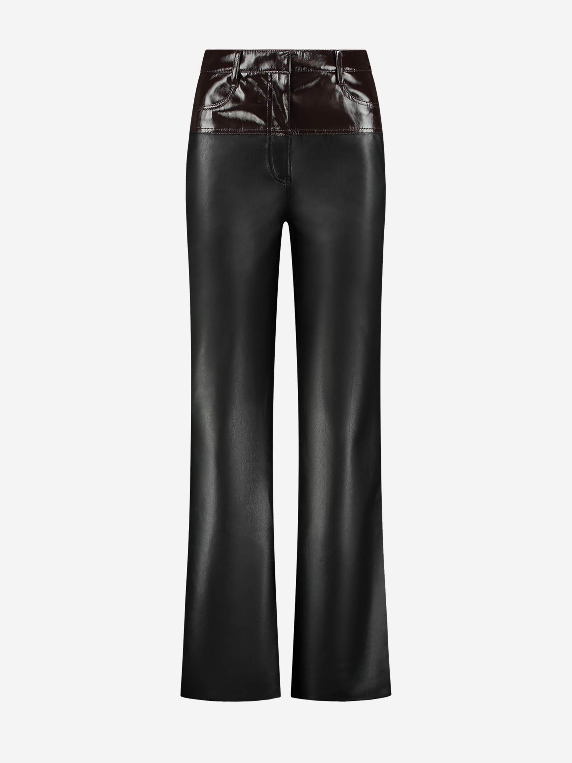 Vegan leather pants with lacquer detail