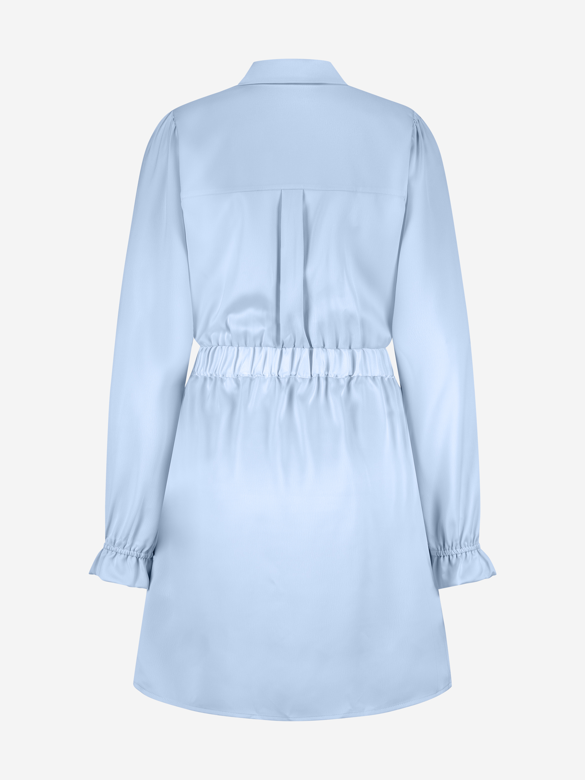 Satijnlook jurk met elastische tailleband en N-knopen