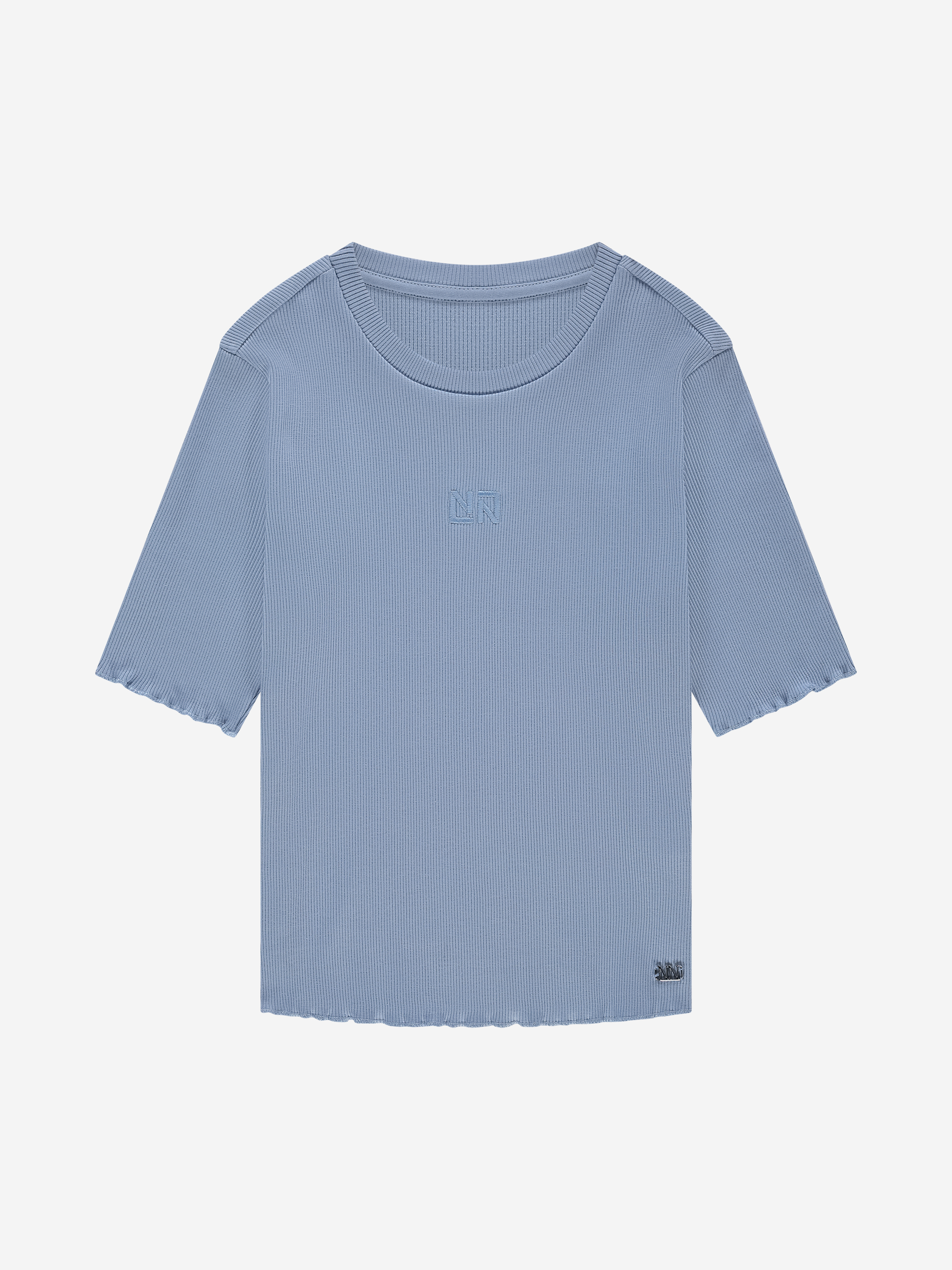 Geribbelde crop top met ruches