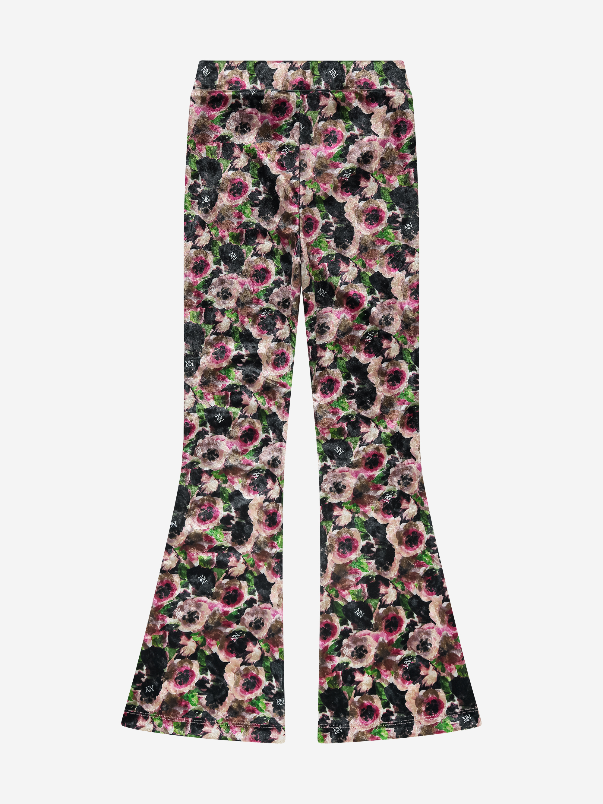 Velvet flared broek met bloemenprint