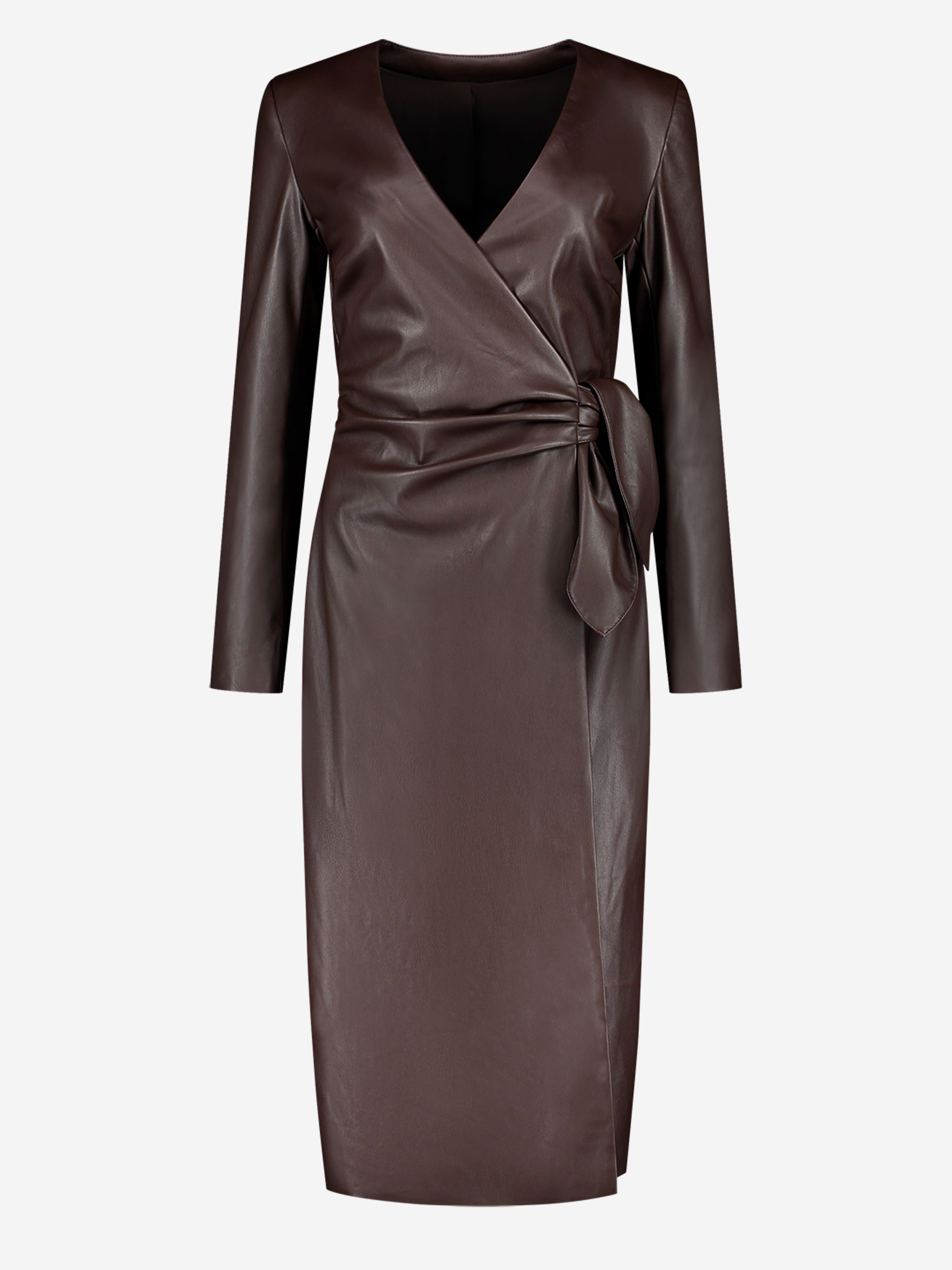 Vegan leather wrap dress