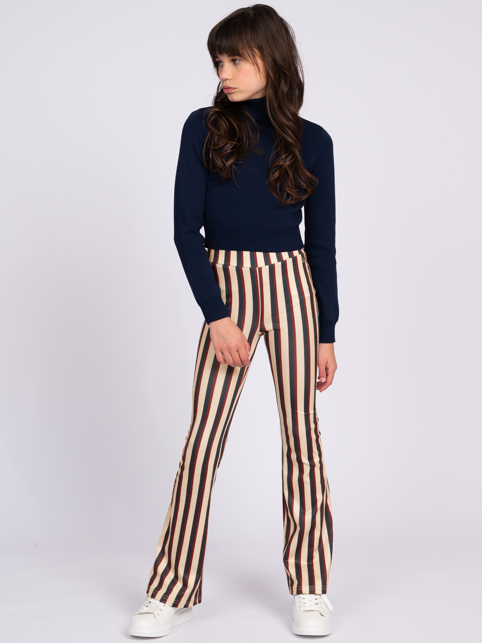 Flared broek met gestreept patroon