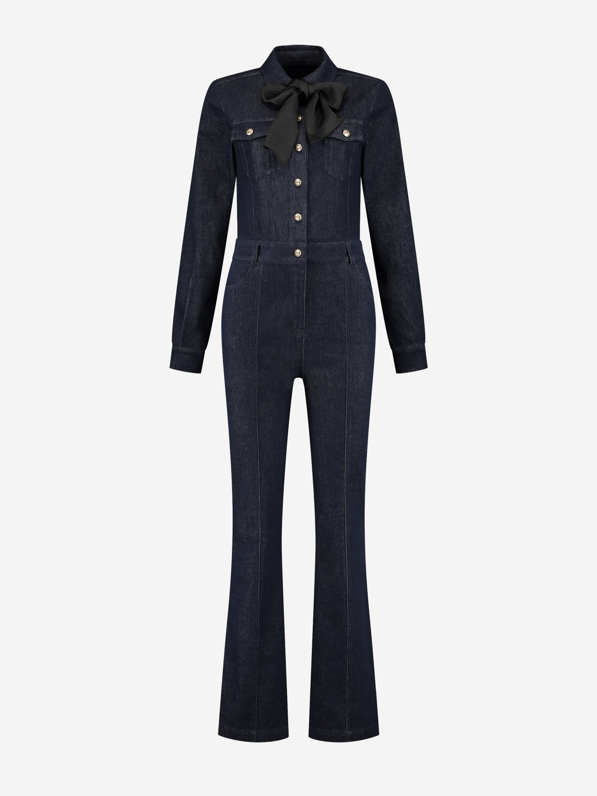 Denim jumpsuit met strikkoord 