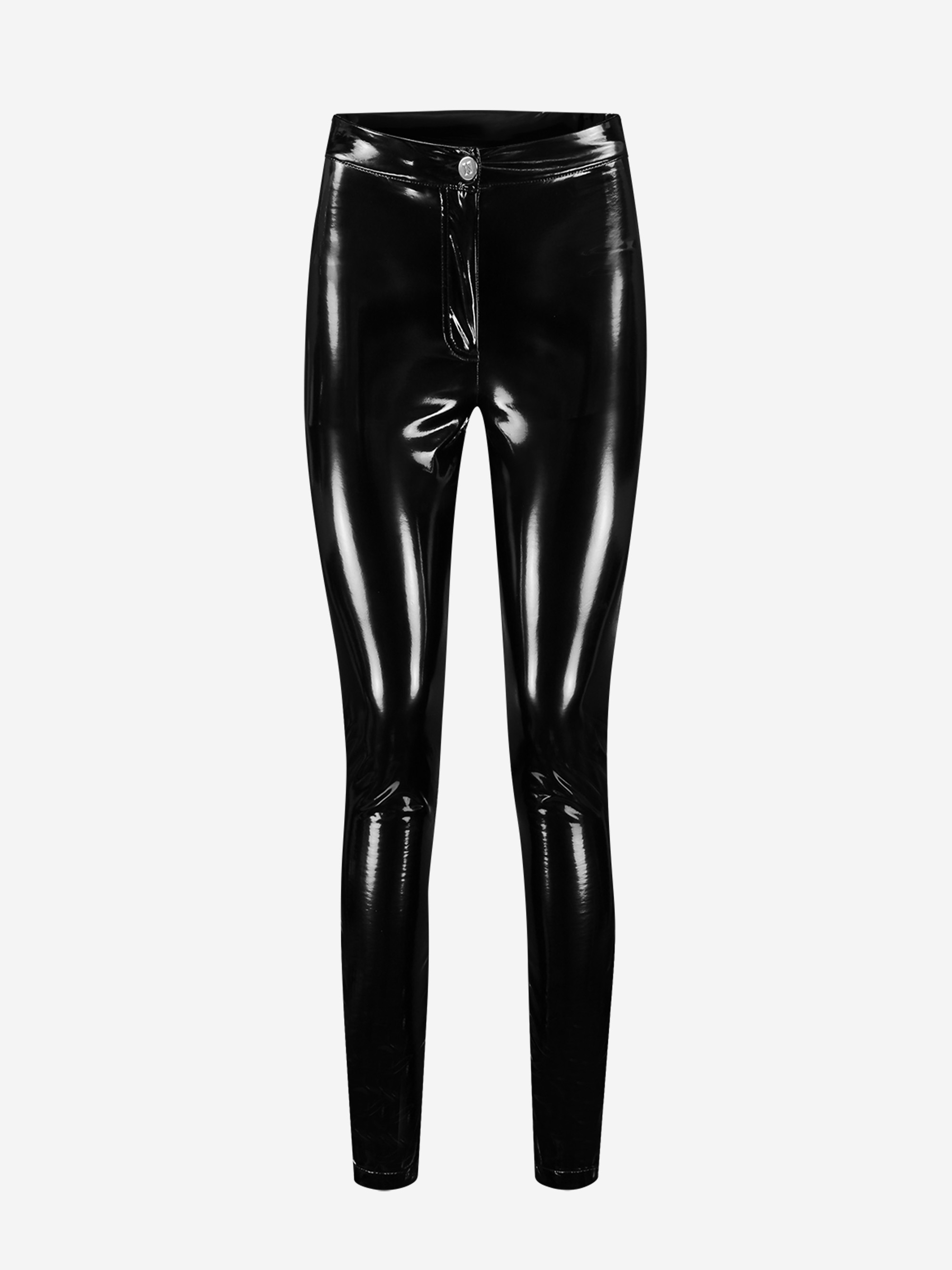  Fitted pants with shiny coating