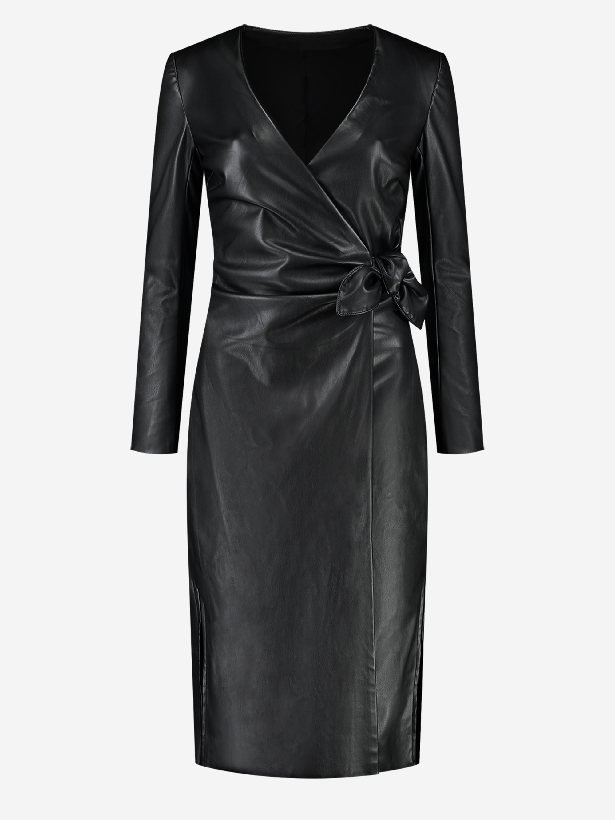 Vegan leather wrap dress