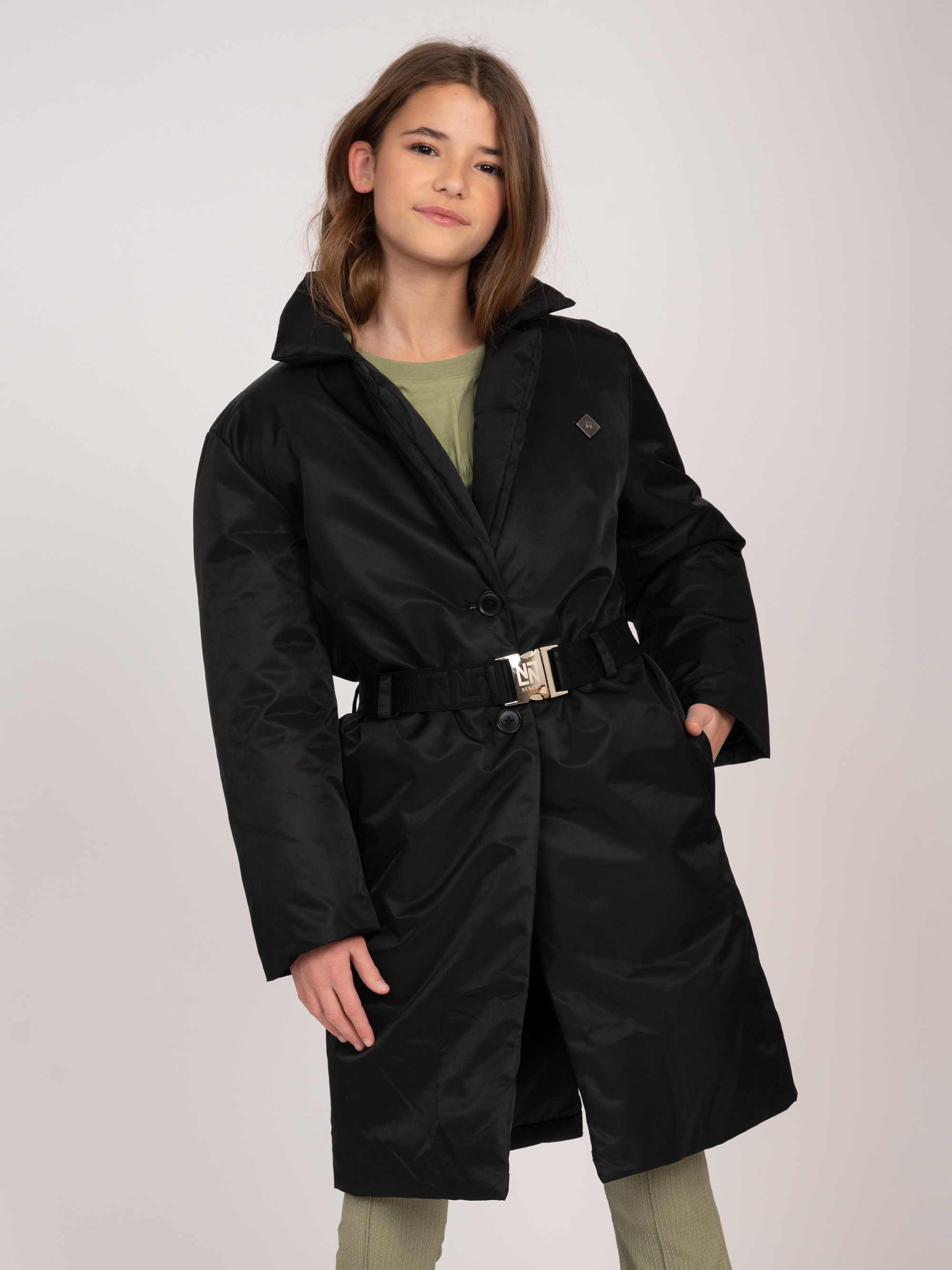 Puffer trenchcoat met riem