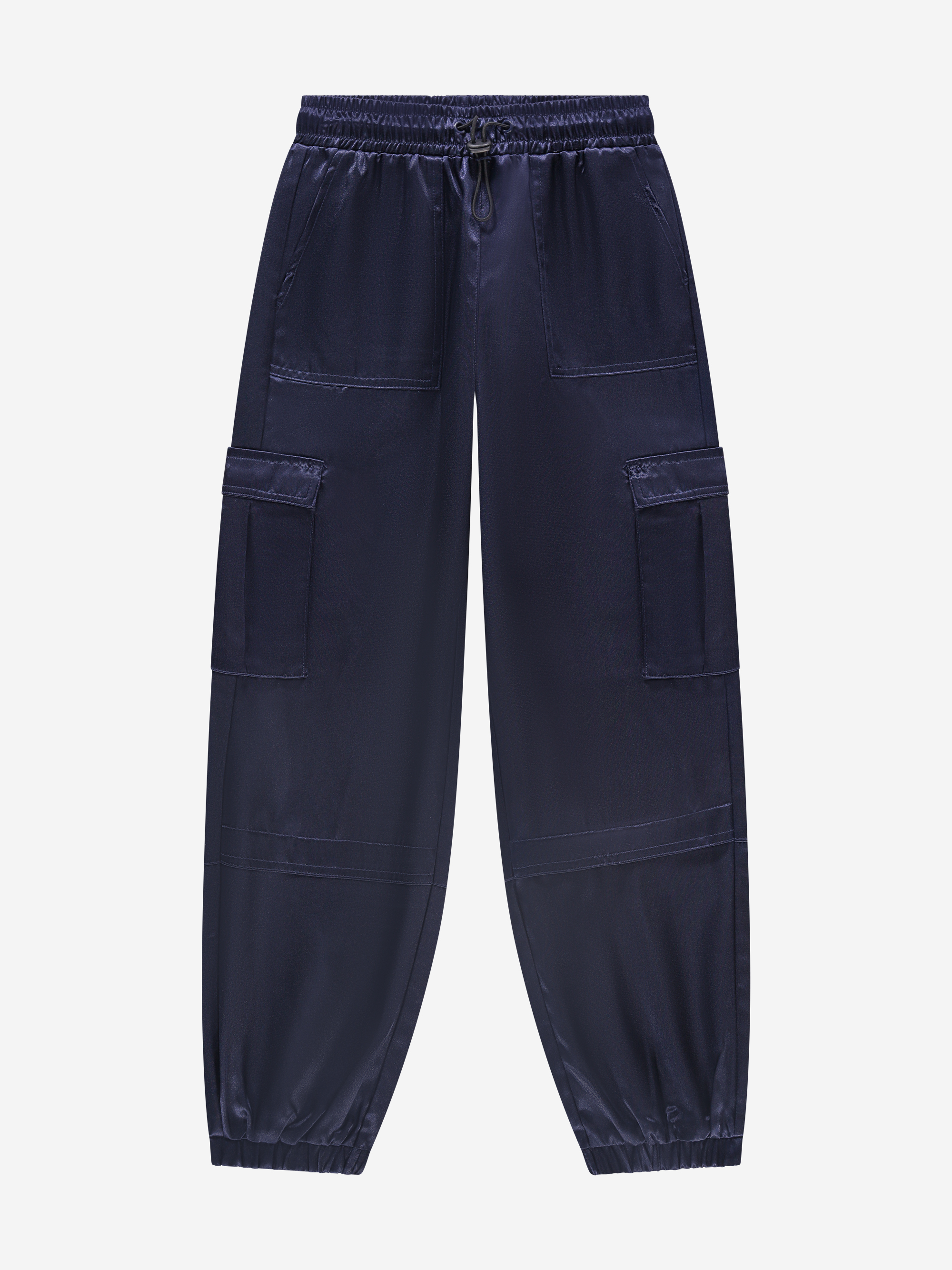 Satijnen cargobroek met elastische tailleband