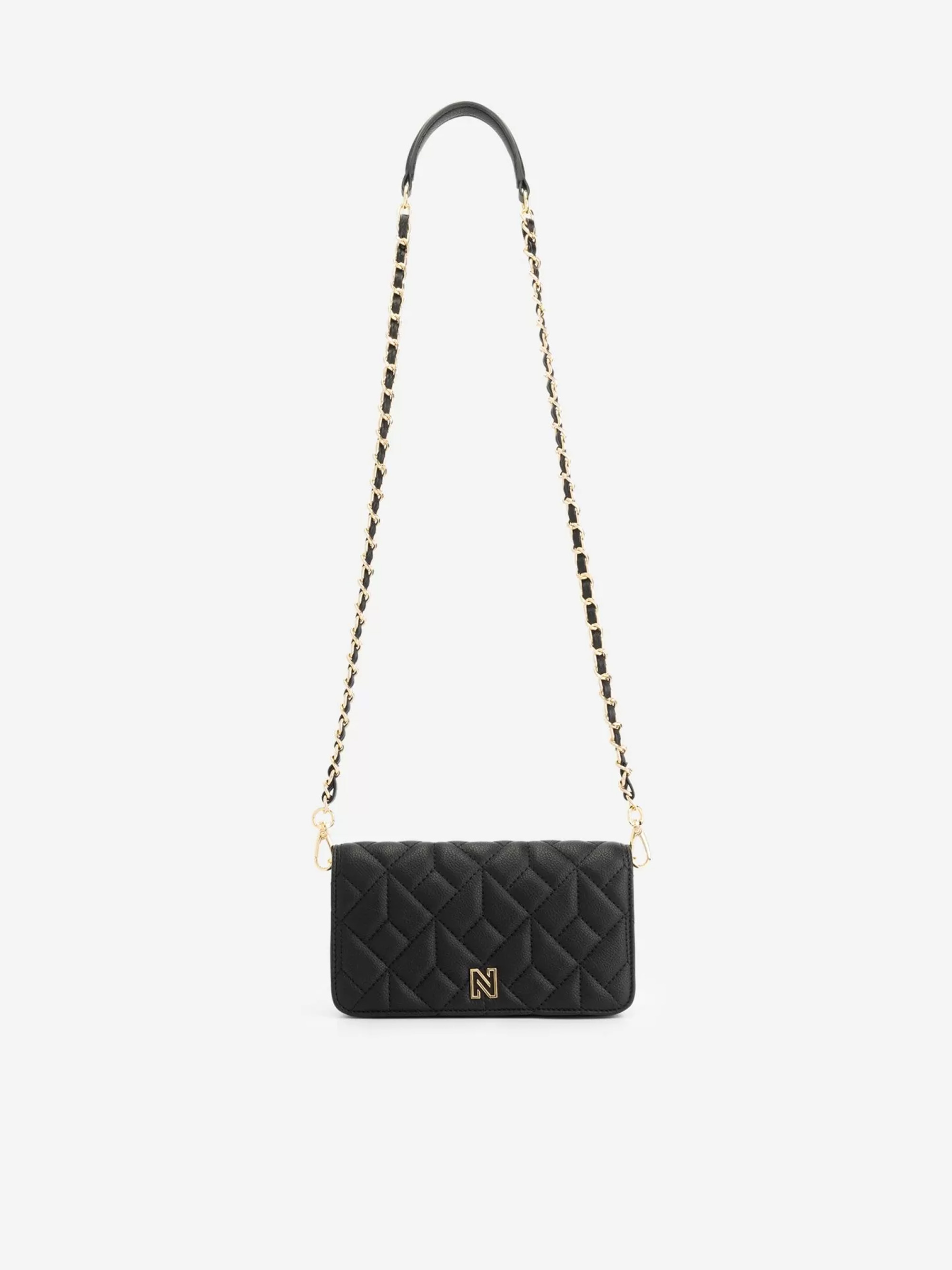 Kleine gewatteerde schoudertas met ketting
