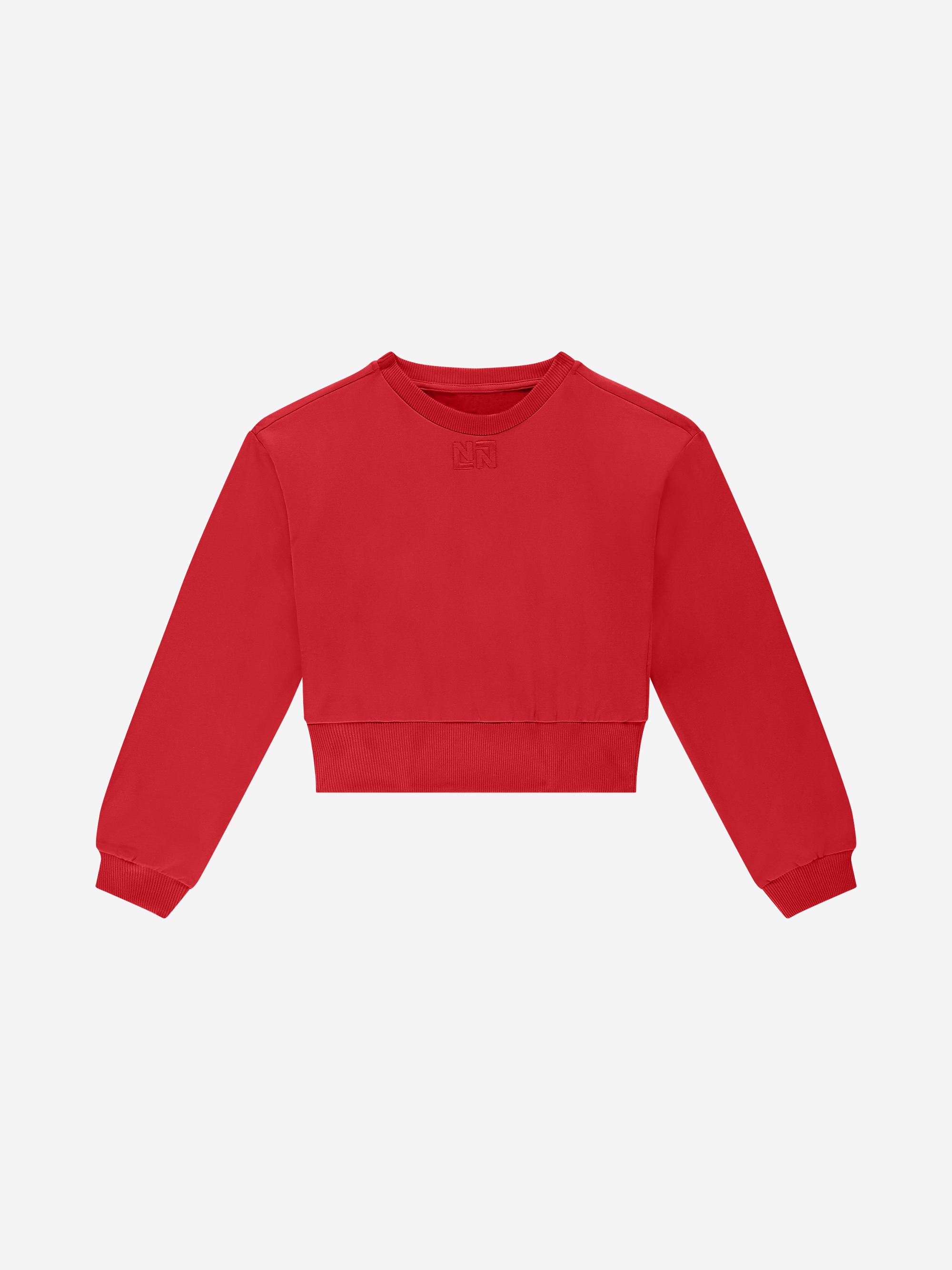 Cropped sweater met brede elastische tailleband
